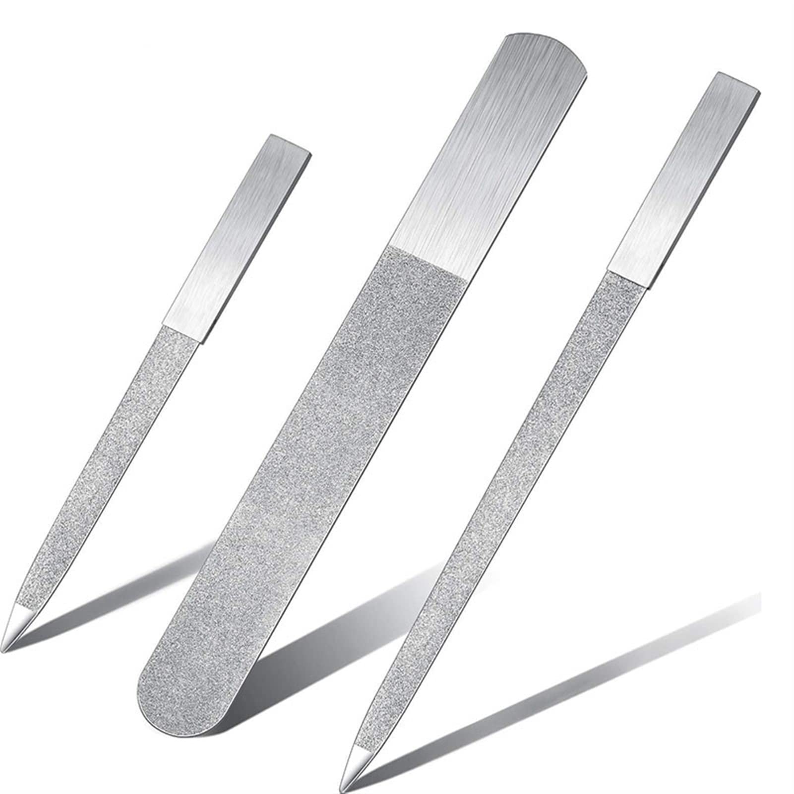 Premium 3-Piece Stainless Steel Nail File Set - Double-Sided Nail Buffer & File for Professional Salon, Home Manicure & Travel Essentials (Silver) | Perfect for Nail Care, DIY Grooming & On-the-Go Touch Ups