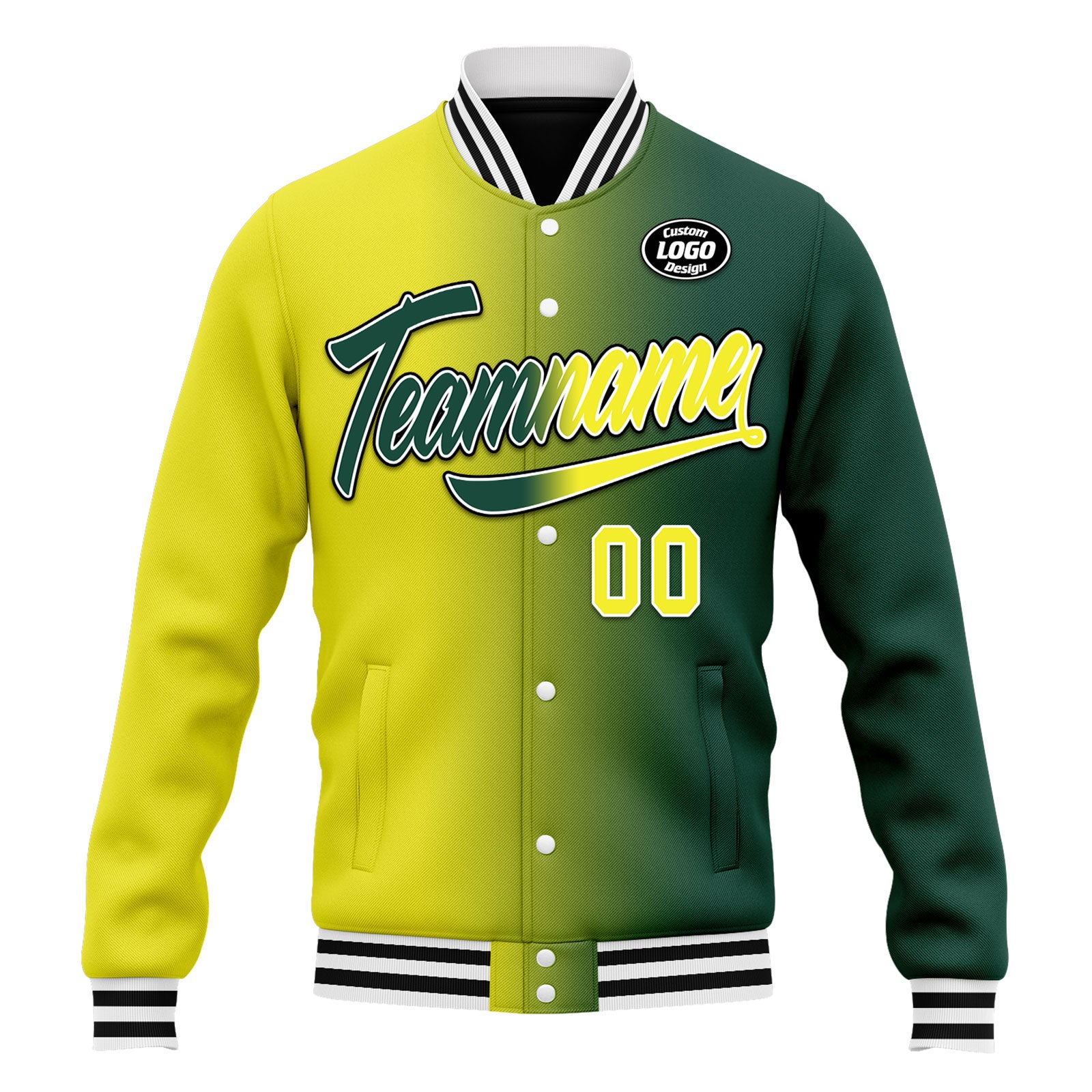 Custom Gradient Fashion Bomber Jacket - Full Snap Varsity Letterman Personalized Coat for Men & Women | Perfect for School Sports, Streetwear & Casual Outfits (Style FZ005 D028015, Size 13)