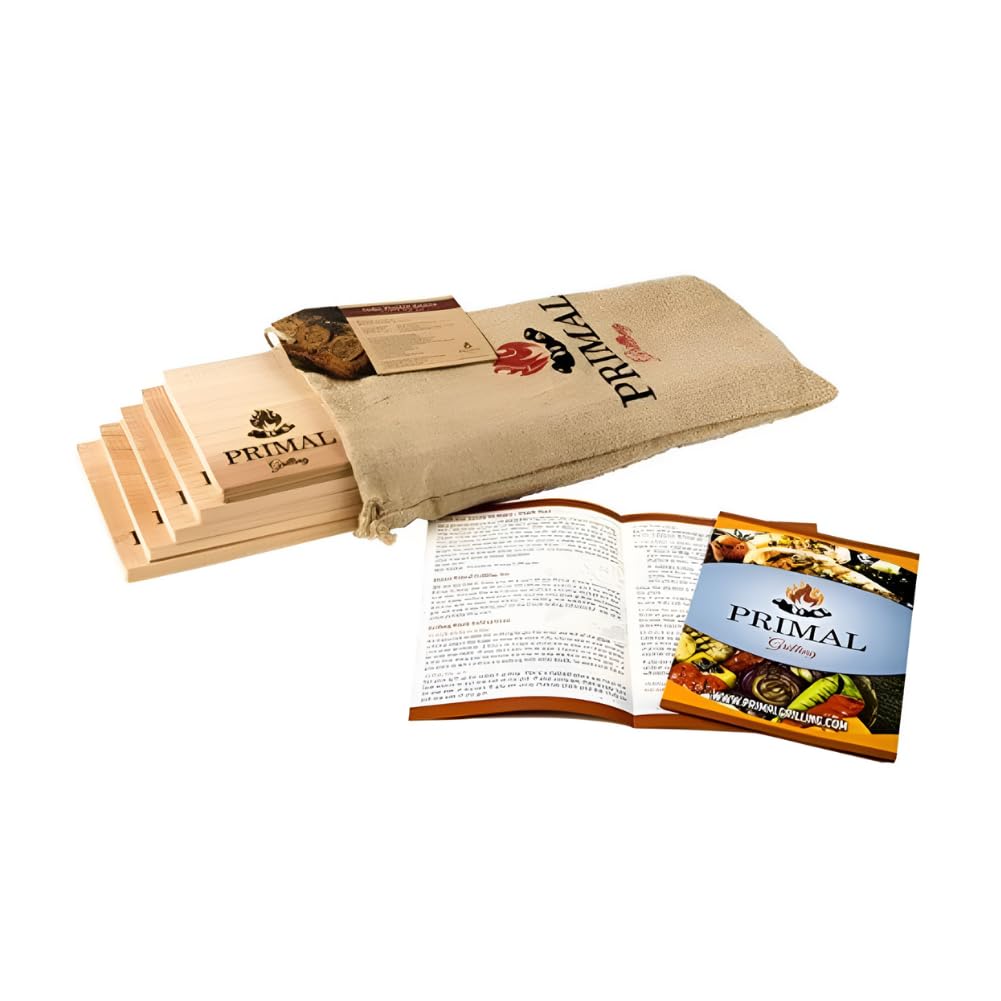 Premium Cedar Grilling Planks for Salmon, Fish & Steaks - Thicker Design for Moist & Flavorful BBQ - Includes Free Recipe Card - Perfect for Outdoor Cooking, Camping & Backyard Grilling (5 Pack)