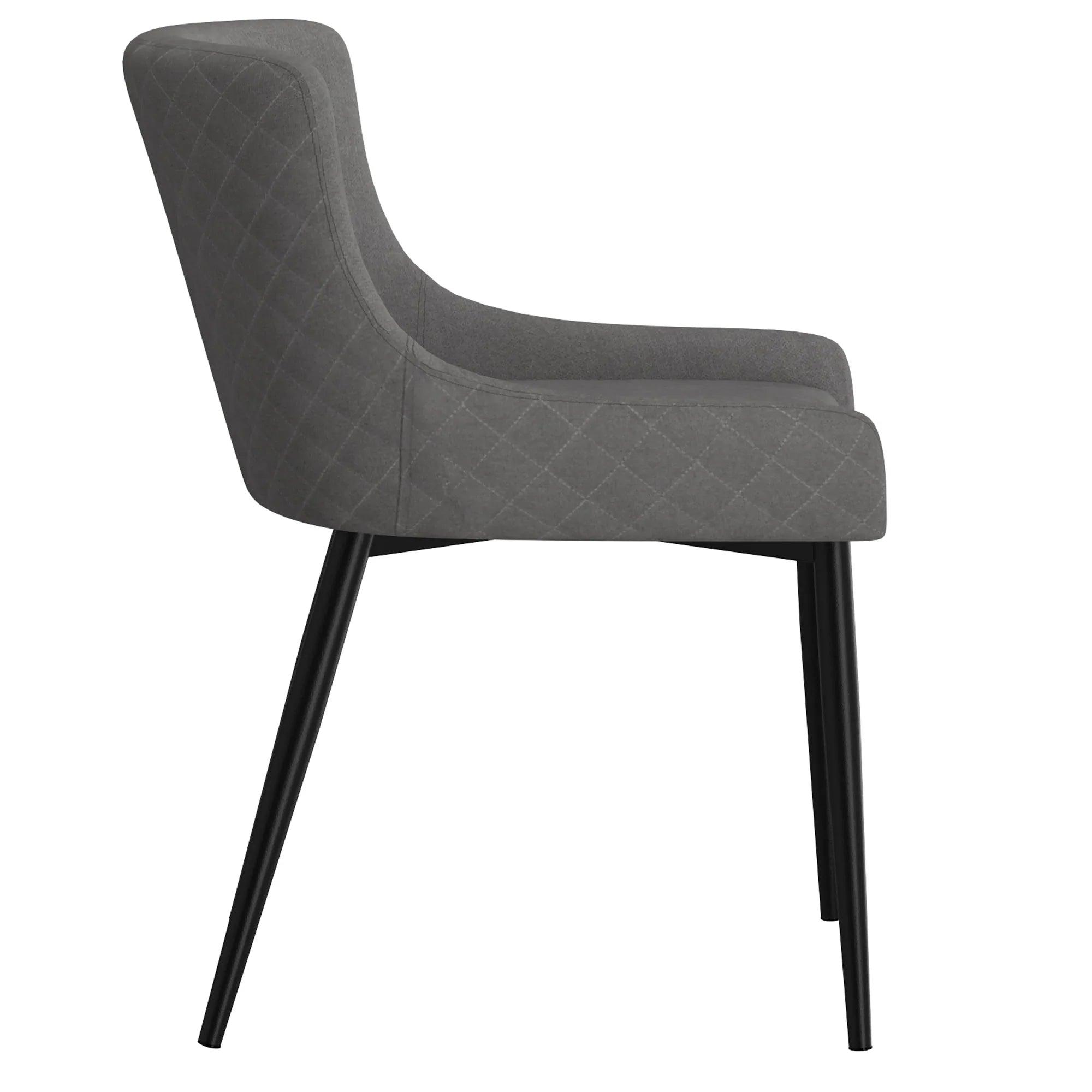 Bianca Modern Side Chairs Set of 2 - Grey Upholstery with Black Metal Legs - Perfect for Dining Room, Kitchen, Office or Living Room Accent Seating