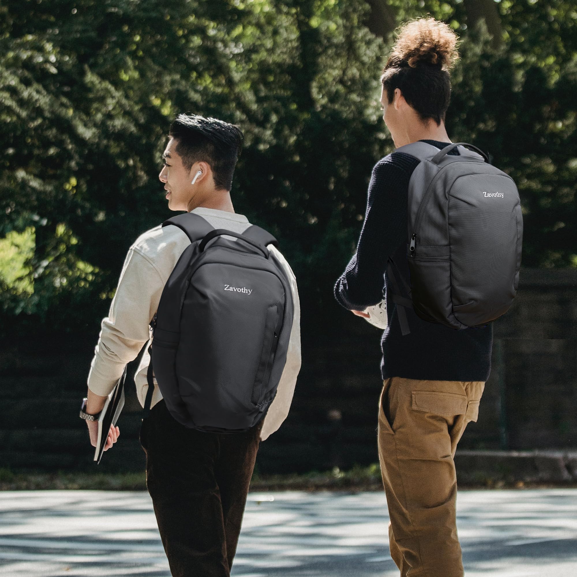 Zavothy Lightweight 15.6 Inch Laptop Backpack for School & Business - Water Resistant Casual Daypack for Women & Men (Black) - Perfect for College, Office, Travel & Daily Commute