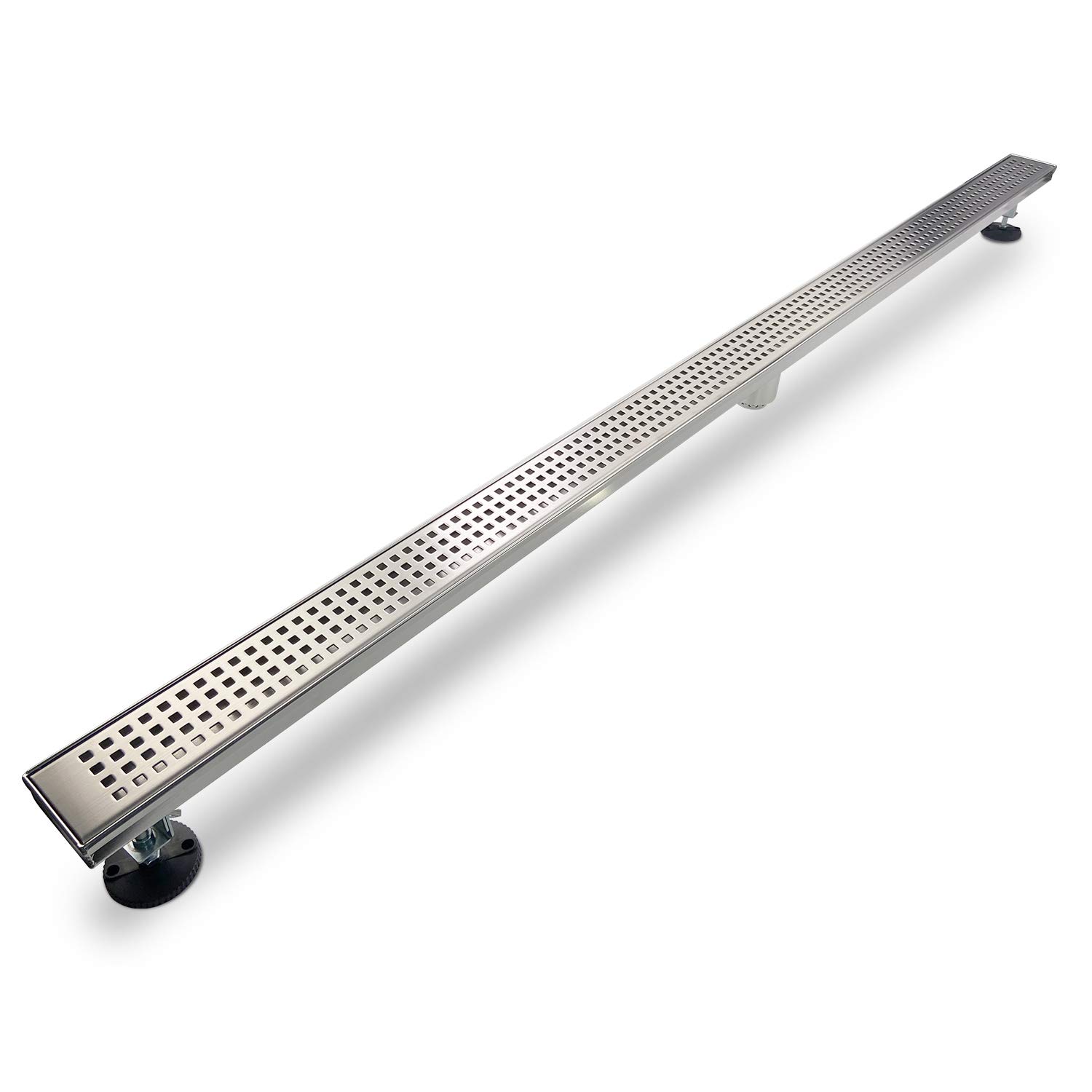 72 Inch Linear Shower Drain with Removable Grate Cover - AISI 304 Stainless Steel Shower Floor Drain with Hair Catcher & Leveling Feet - Perfect for Modern Bathroom & Walk-In Showers