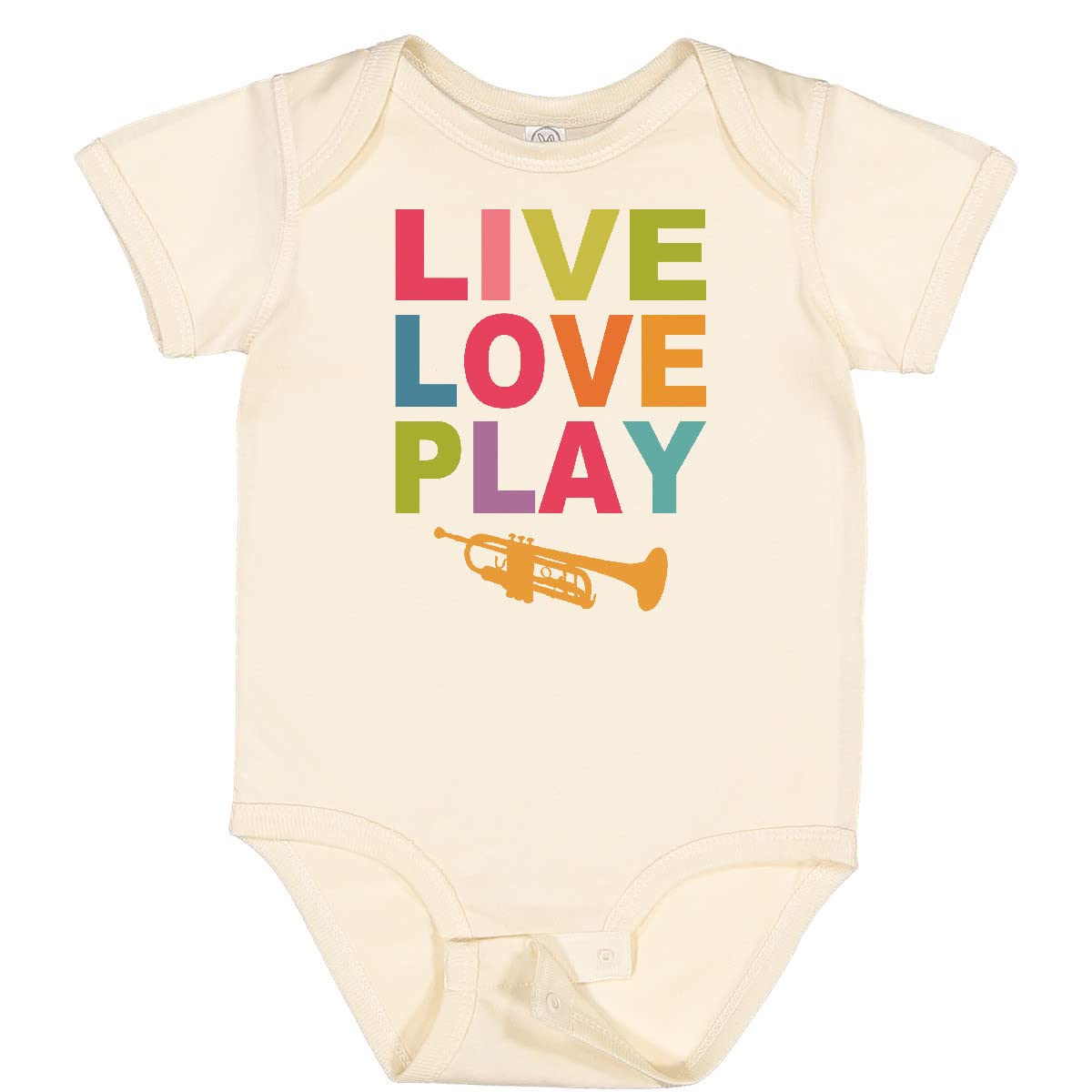 Inktastic Live Love Play The Trumpet Baby Bodysuit - Cute Musical Infant Onesie for Trumpet Lovers, Band Gifts & Baby Shower Presents - Perfect for Newborns, Photo Shoots & Music-Themed Events