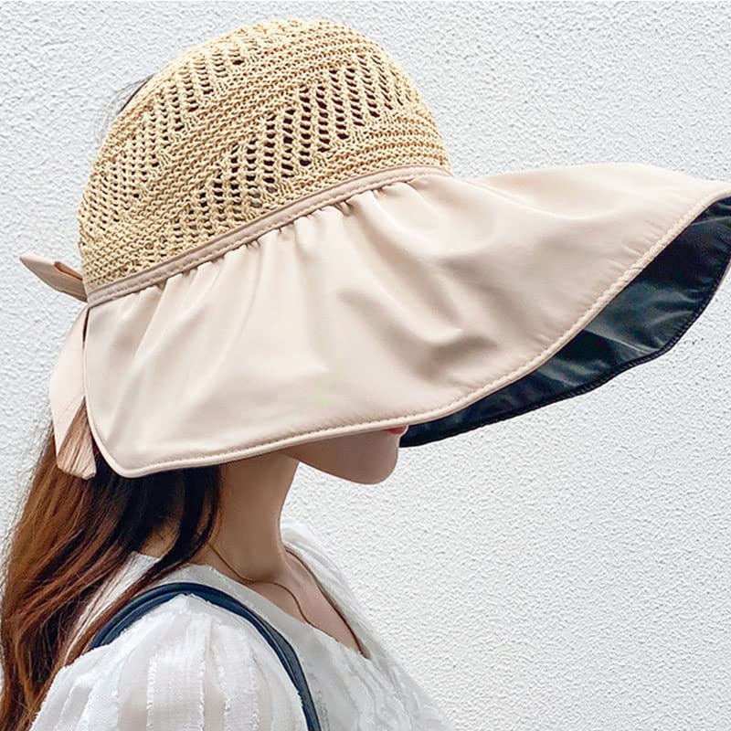 Stylish Women's Wide Brim Sun Hat - UV Protection Summer Beach Hat with Bow for Outdoor Activities, Travel & Vacations | Fashionable Panama Cap for Ladies, Sun Protection & Style