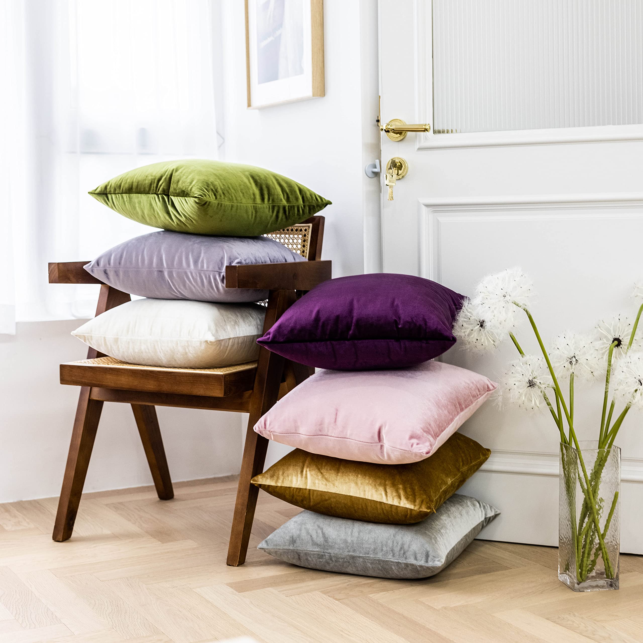 Luxury Velvet Euro Sham Pillow Covers 26x26 Inches - Soft Square Throw Pillow Cases for Bed, Sofa, Couch & Office Decor - Gold (66cm) - Perfect for Living Room, Bedroom & Home Styling