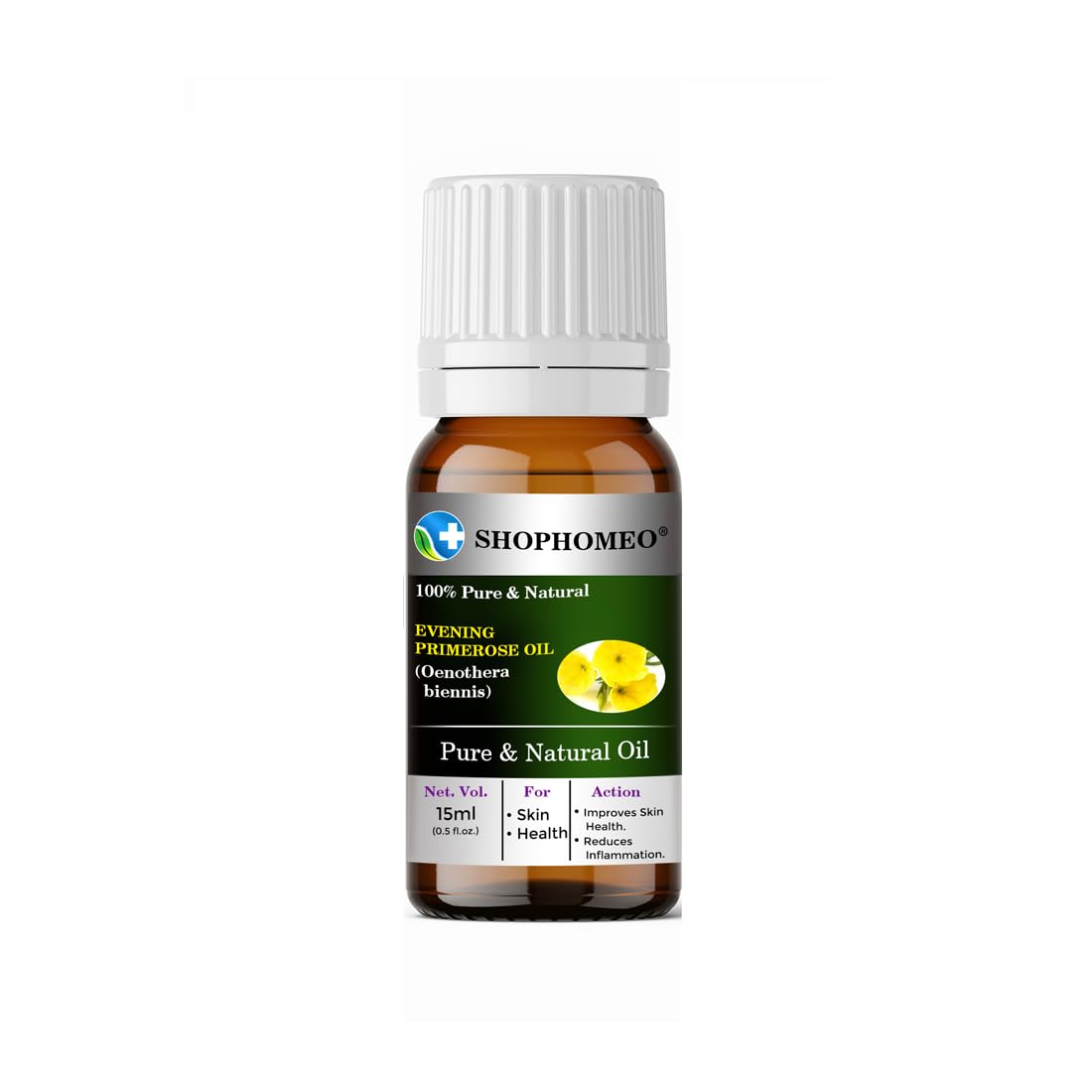 Shophomeo® 100% Pure & Natural Evening Primrose Oil 15ml - Organic Essential Oil for Hair Growth, Skin Care, Aromatherapy, Massage | Perfect for DIY Beauty, Relaxation & Wellness Routines