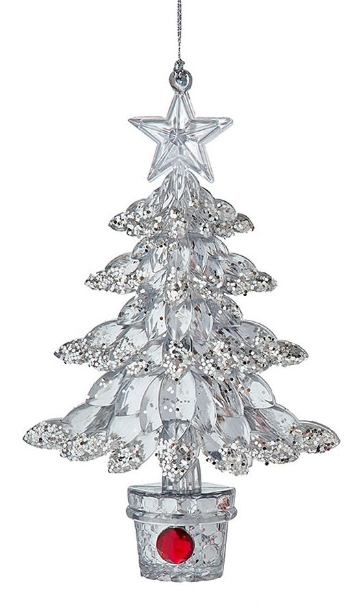 6.3 Inch Red and Silver Christmas Tree Ornament - Elegant Holiday Decor for Xmas Tree, Home, Party, and Festive Gift Giving