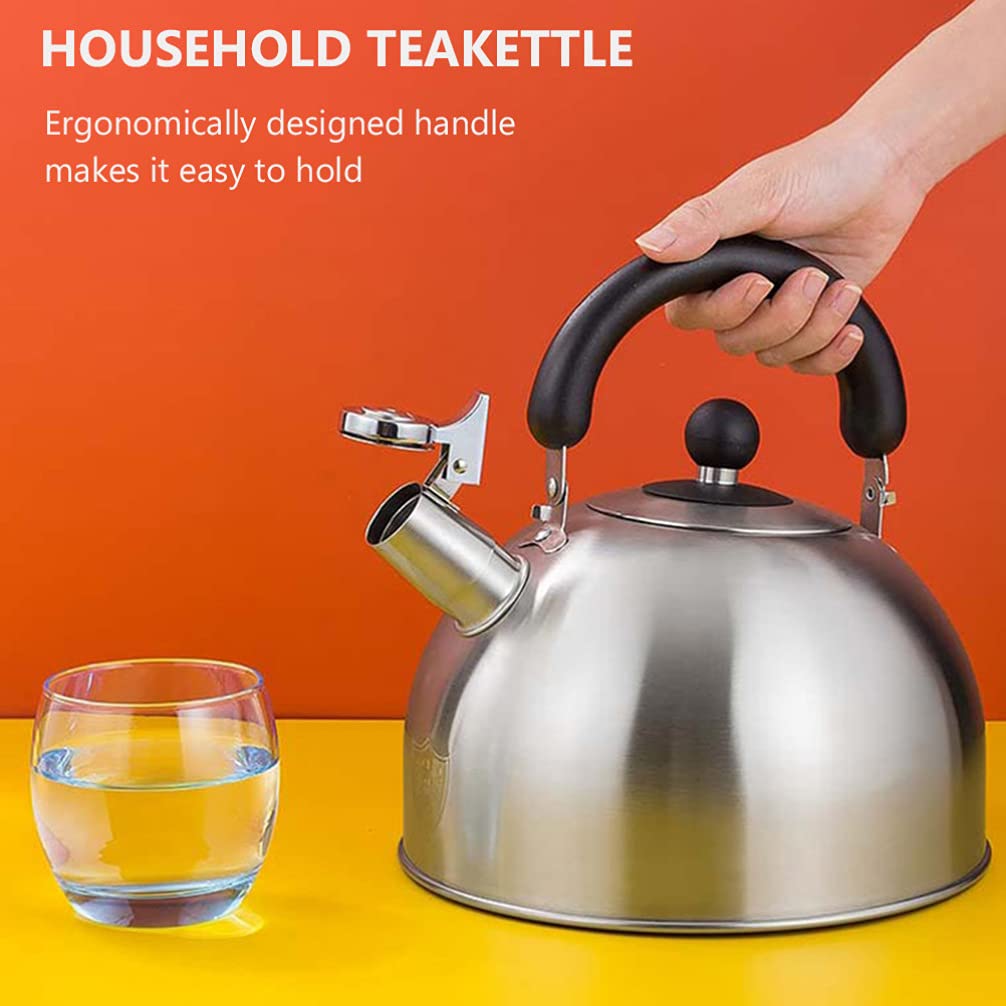 1pc Stainless Steel Whistle Tea Kettle - Large Capacity Stovetop Whistling Kettle for Home & Kitchen - Perfect for Boiling Water, Making Tea, Coffee & Hot Beverages