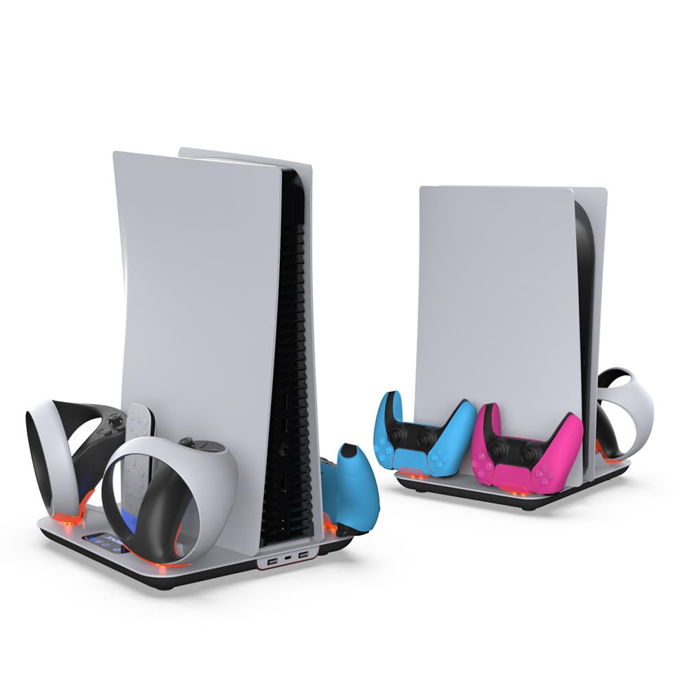 ZLiT 3-in-1 PS5 Slim Cooling Station & Controller Charging Dock with Headset Holder - Perfect for Gaming Sessions & Console Protection