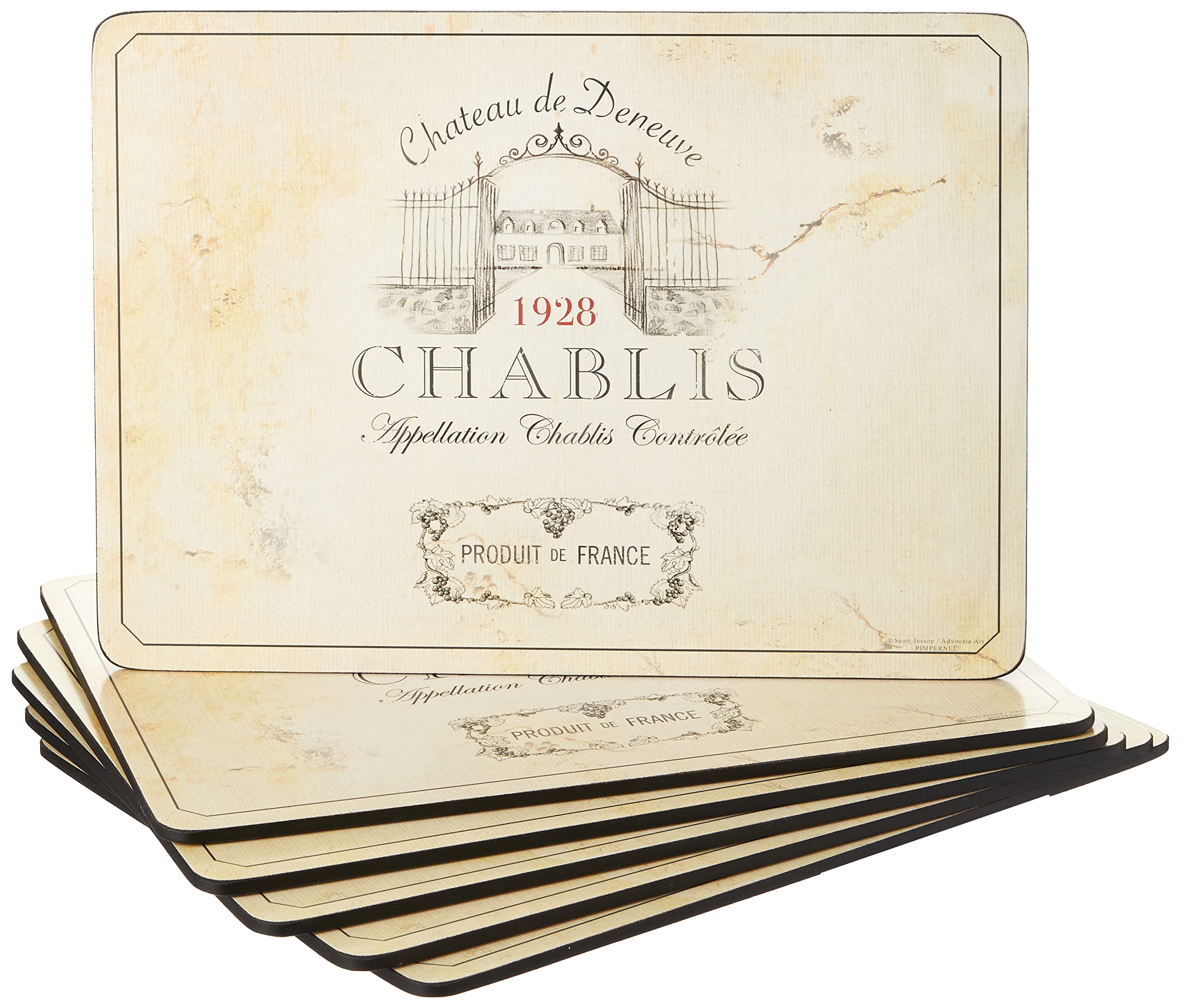 Pimpernel Vin de France Placemats Set of 6 - Elegant French Wine-Themed Table Mats for Dining & Entertaining