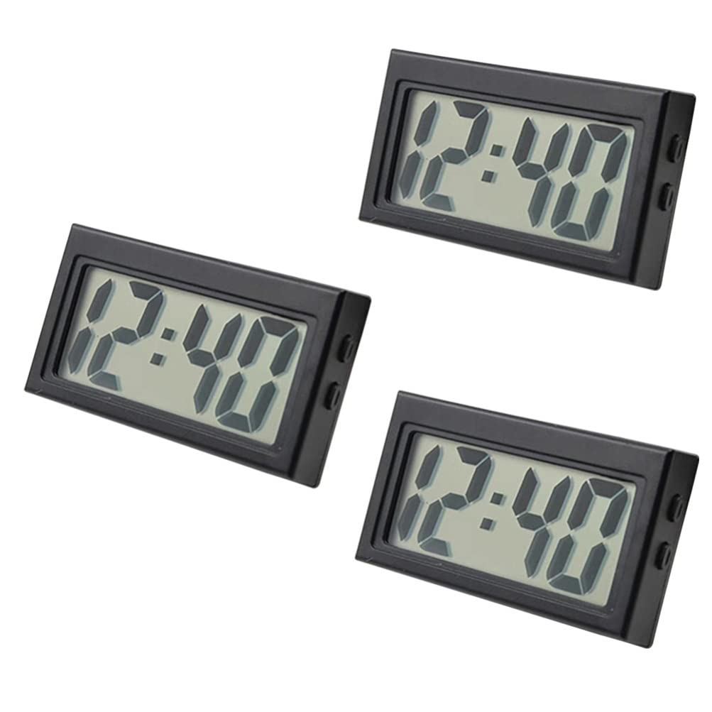 Hemobllo 3-Pack Digital Dashboard Clock - Mini Silent Car Timer with LED Display for Vehicles, Desks & Home Use | Compact Plastic Electronic Timer for Cars, Office & Kitchen Countdown