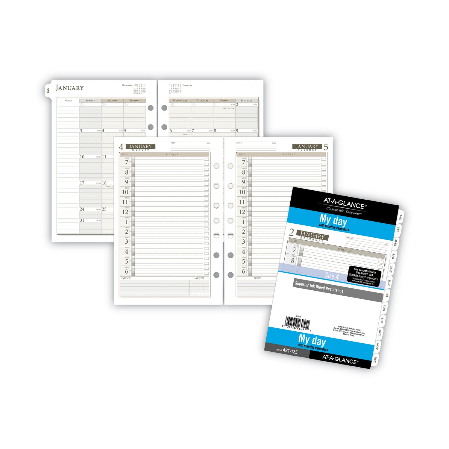 AT A GLANCE® 1 Page Per Day Planner Refills - 8.5