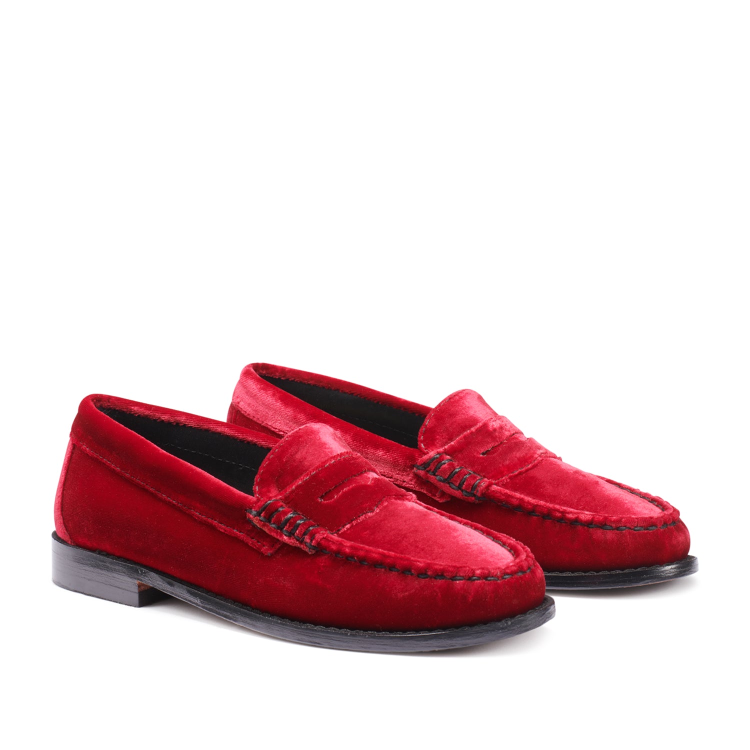 G.H. Bass Women's Whitney Velvet Weejun Loafers in Wine - Comfortable Slip-On Shoes for Casual Wear & Office Outfits
