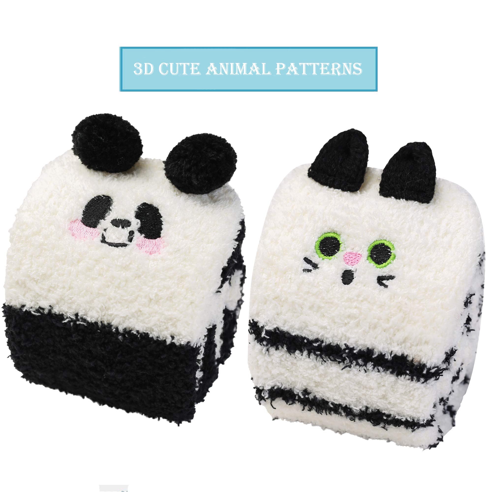 Wander G Women's Over Knee High Fuzzy Socks - Cute Cartoon Thigh High Stockings with Warm Stripes - Perfect for Winter, Lounge Wear, and Gift Giving