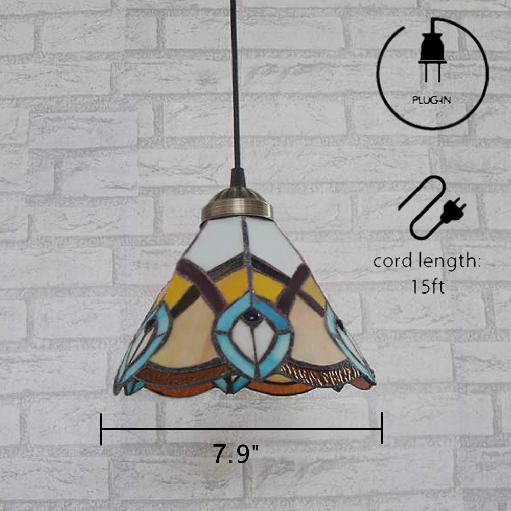 Kiven Plug in Pendant Light with 15 Ft Black Fabric Cord & 7.9