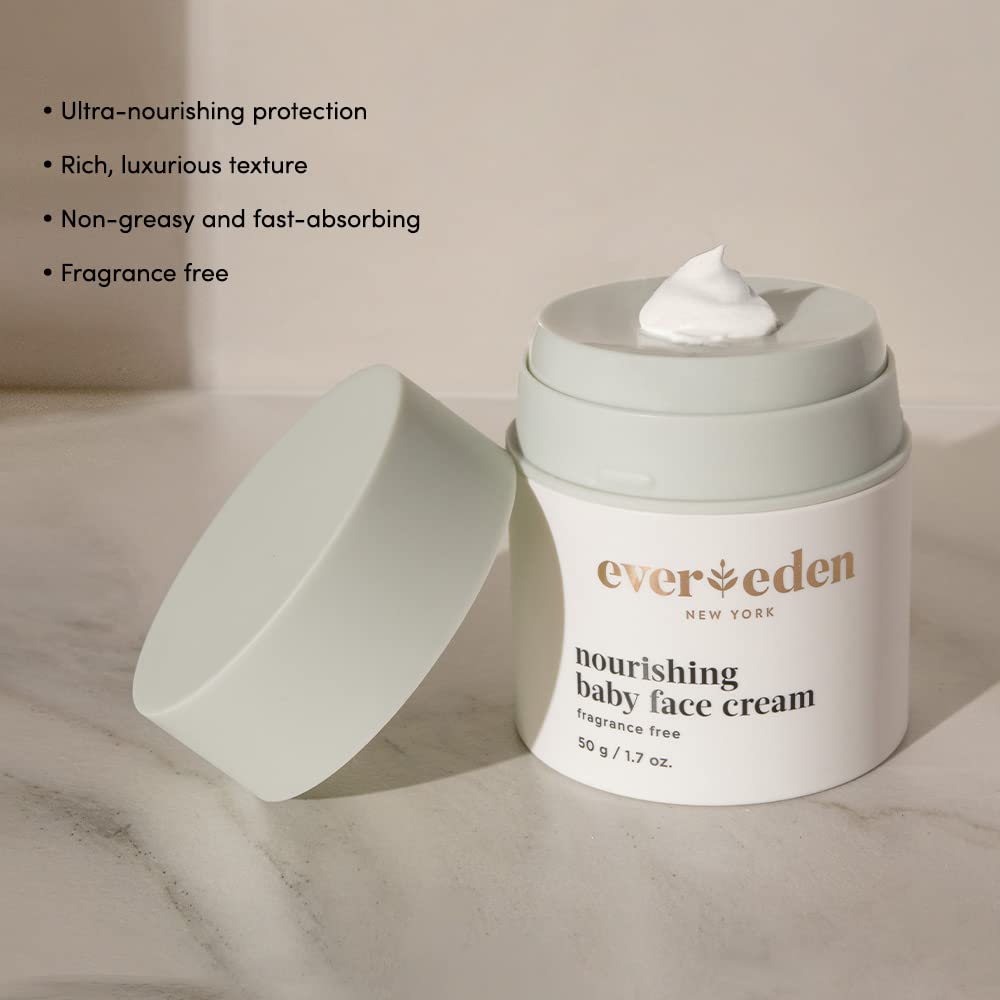 **Evereden Soothing Baby Massage Oil (4 fl oz) & Nourishing Baby Face Cream (1.7 oz) – 2-Piece Bundle Set | Clean, Unscented, Hypoallergenic Baby Skincare for Sensitive Skin | Perfect for Daily Moisturizing & Massage**