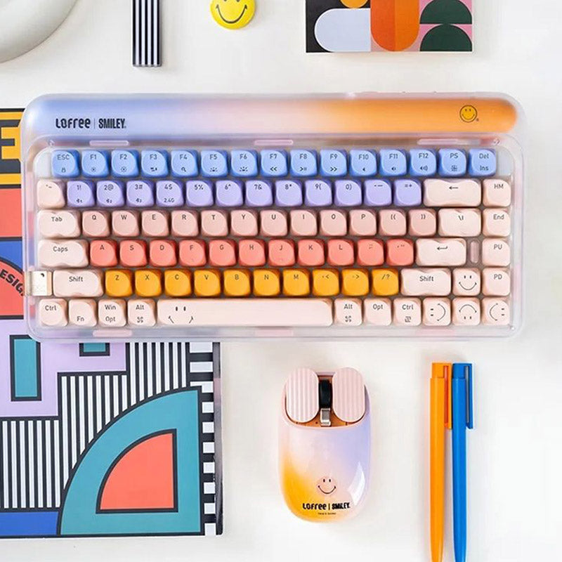 Lofree Smiley Tri-Mode Wireless Mechanical Keyboard with RGB Backlit - Perfect for Gaming, Typing & Office Work