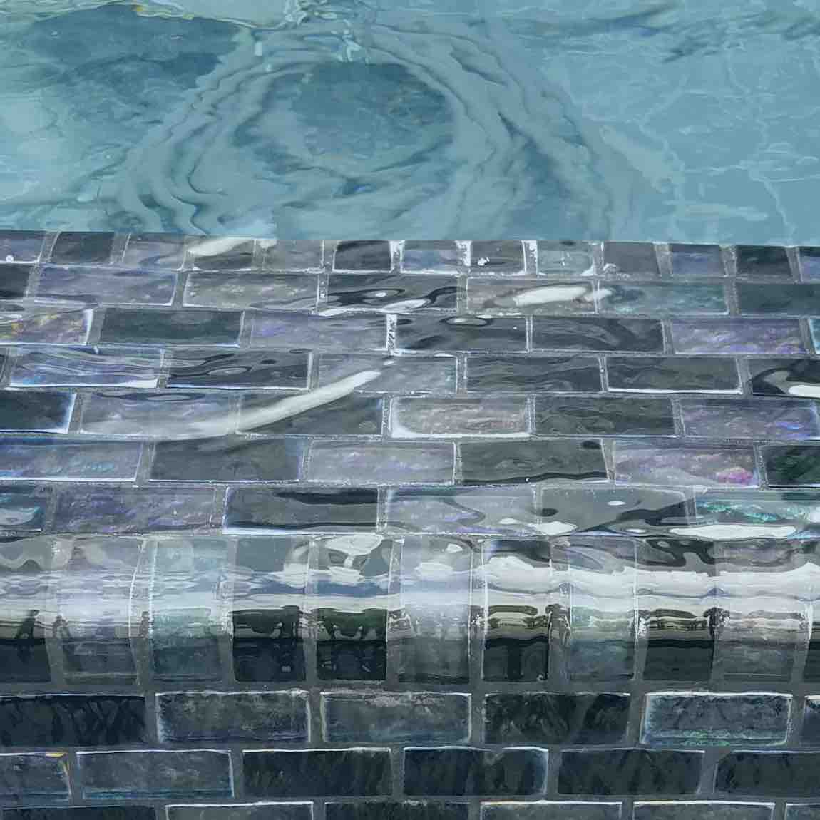 Iridescent Clear Glass Pool Tiles 1x2 Inch - Dark Blend Mosaic for Swimming Pools, Spas & Backsplashes - Waterproof & Durable Bathroom & Kitchen Wall Decor