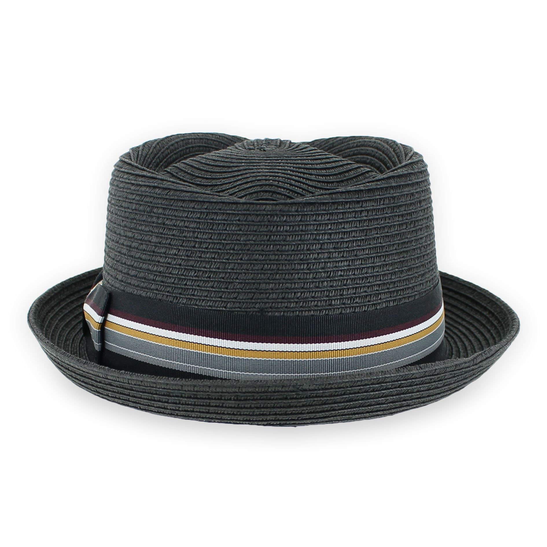 Stylish Belfry Summer Straw Pork Pie Trilby Fedora Hat for Men & Women - Blue, Tan, Black | Perfect for Beach Vacations, Outdoor Weddings & Summer Fashion