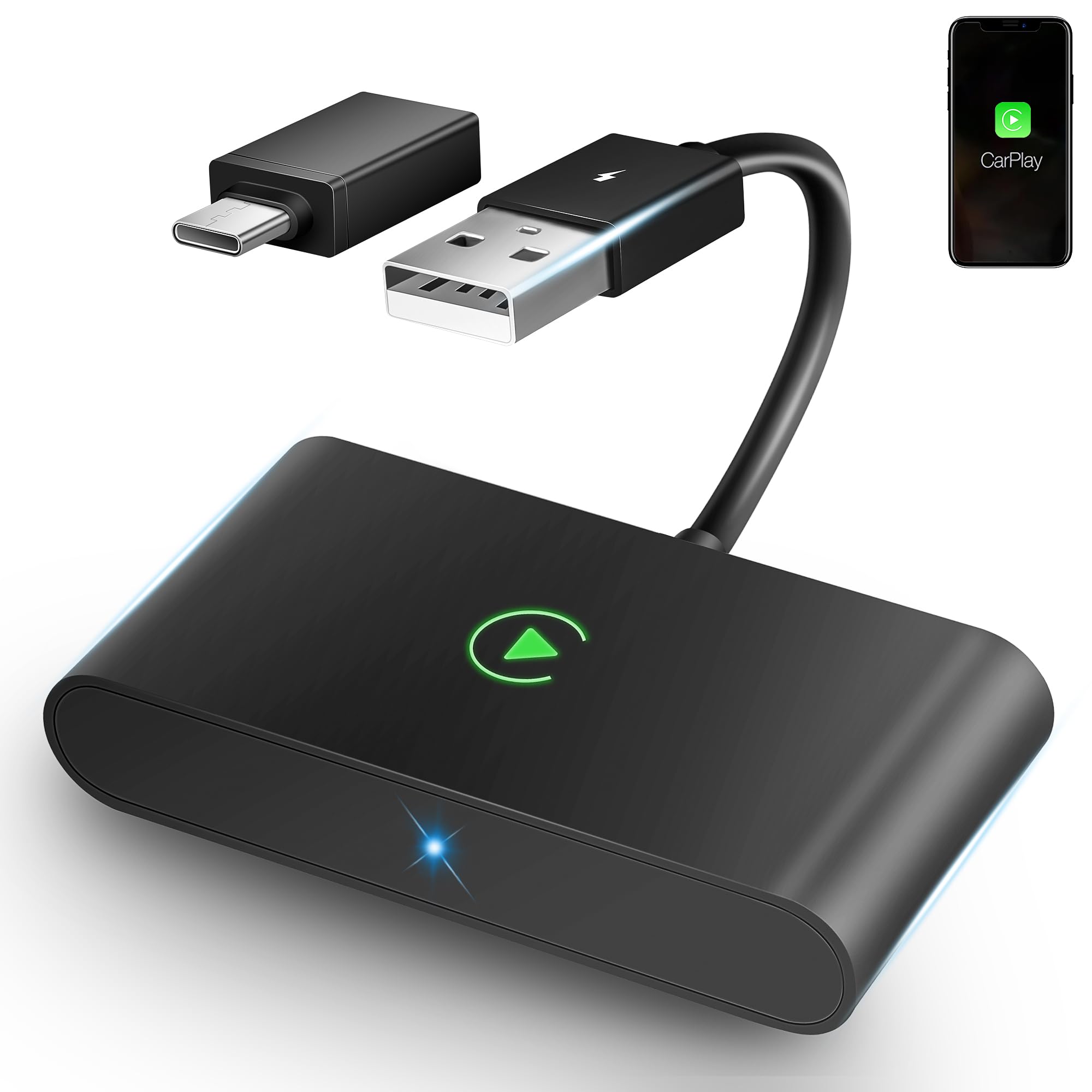 Wireless CarPlay Adapter for Apple - 5GHz WiFi Auto Connect, Bluetooth CarPlay Dongle Plug & Play for OEM Vehicles 2015+ | Seamless iPhone Integration for Safer Driving & Hands-Free Navigation