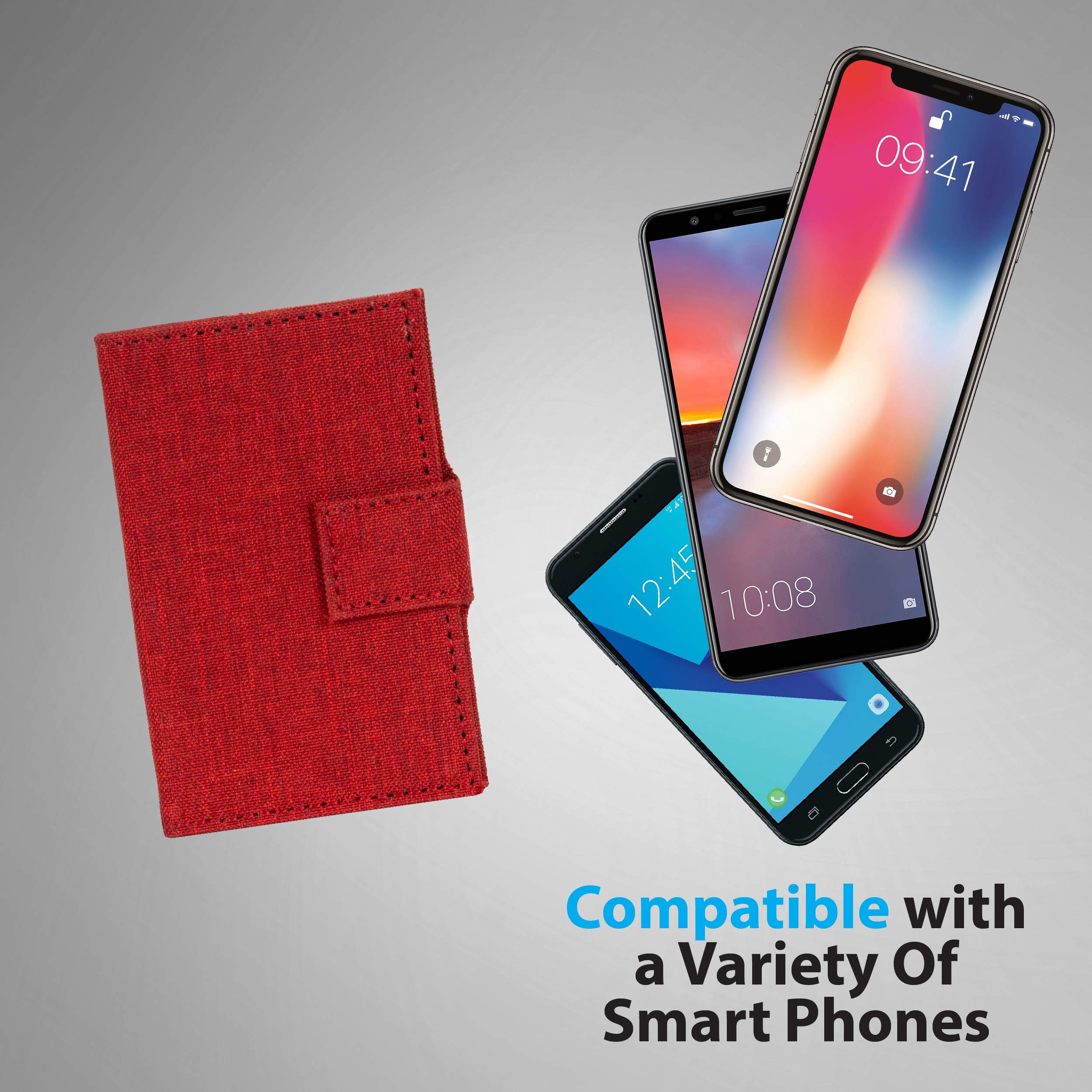 Stick On Cell Phone Wallet & Card Holder for iPhone - Slim RFID Blocking Phone Case Accessory (Red/Orange) | Perfect for Travel, Shopping & Everyday Use
