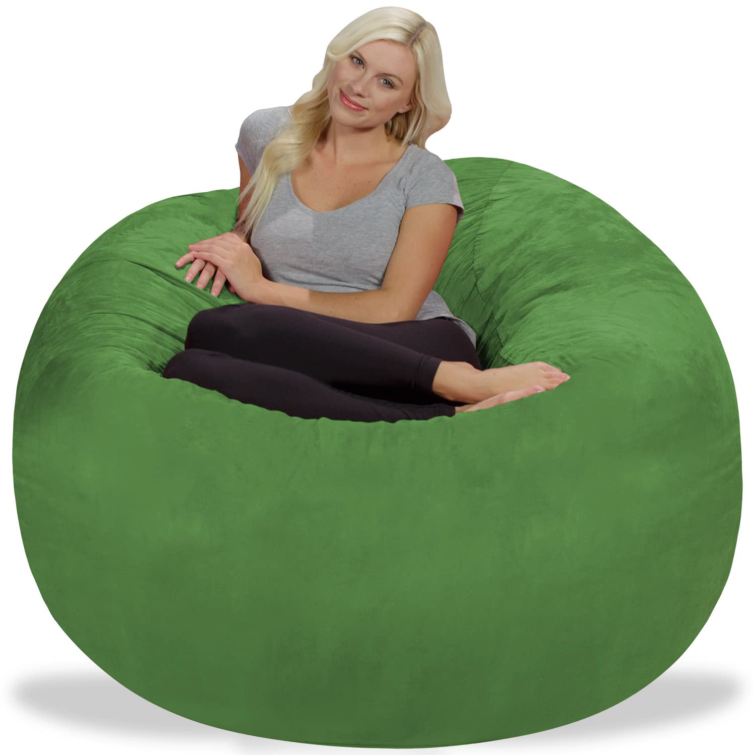 Chill Sack 5' Giant Memory Foam Bean Bag Chair - Ultra Soft Microfiber Cover (Green) - Perfect for Living Rooms, Game Rooms & Dorm Lounging