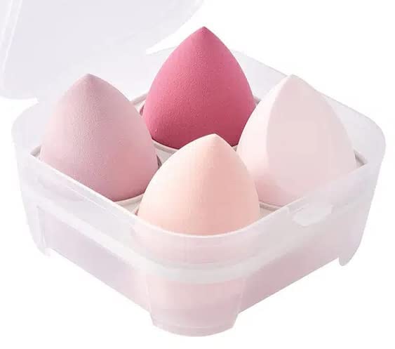 FAMEZA 4-Piece Makeup Sponge Set - Foundation Beauty Blender Sponge for Liquid, Cream & Powder - Multicolor Makeup Sponges with Holder - Perfect for Flawless Blending & On-the-Go Touchups