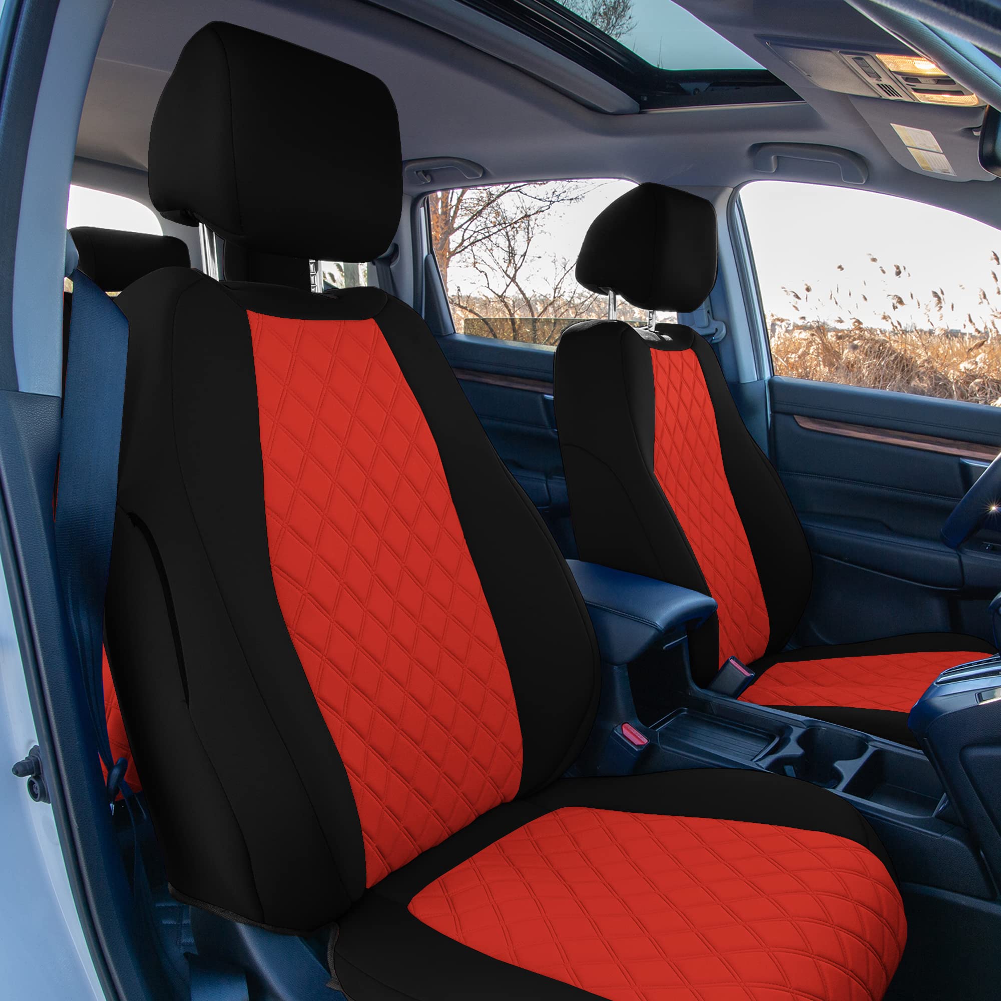 Custom Fit Neoprene Seat Covers for Honda CR-V LX/EX/EX-L 2017-2022 - Water Resistant Neosupreme Full Set (Red) | Perfect for Road Trips, Daily Commutes & Pet Protection