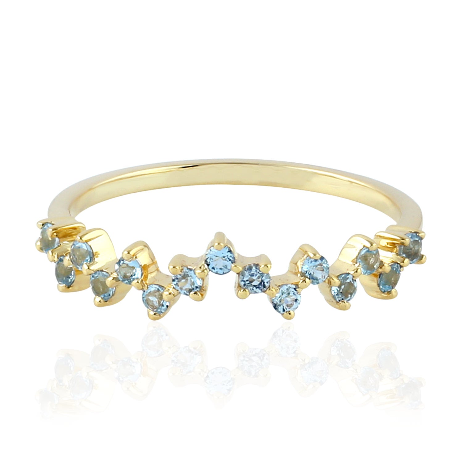 10K Yellow Gold Prong Cut Blue Topaz Gemstone Ring for Women - Elegant Jewelry Gift for Anniversary, Birthday & Special Occasions