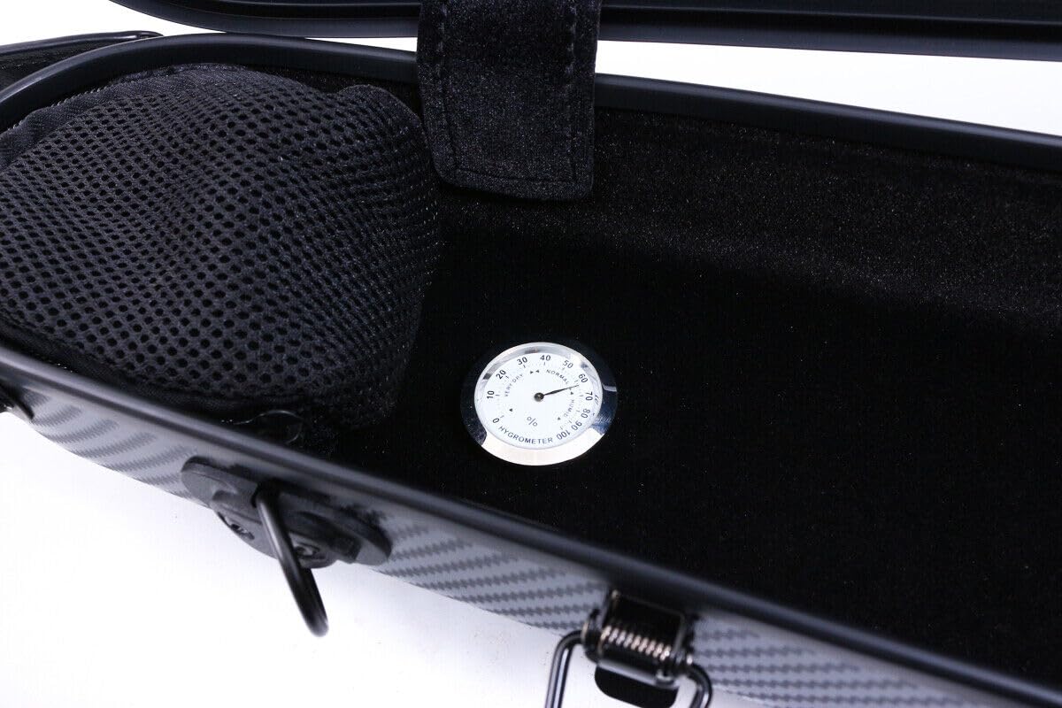 Premium 4/4 Full Size Violin Case - Carbon Fiber Hard Shell, Lightweight & Durable, Anti-Scratch Protection, Built-in Hygrometer, Backpack Design (Black) - Perfect for Travel, Performances & Professional Musicians