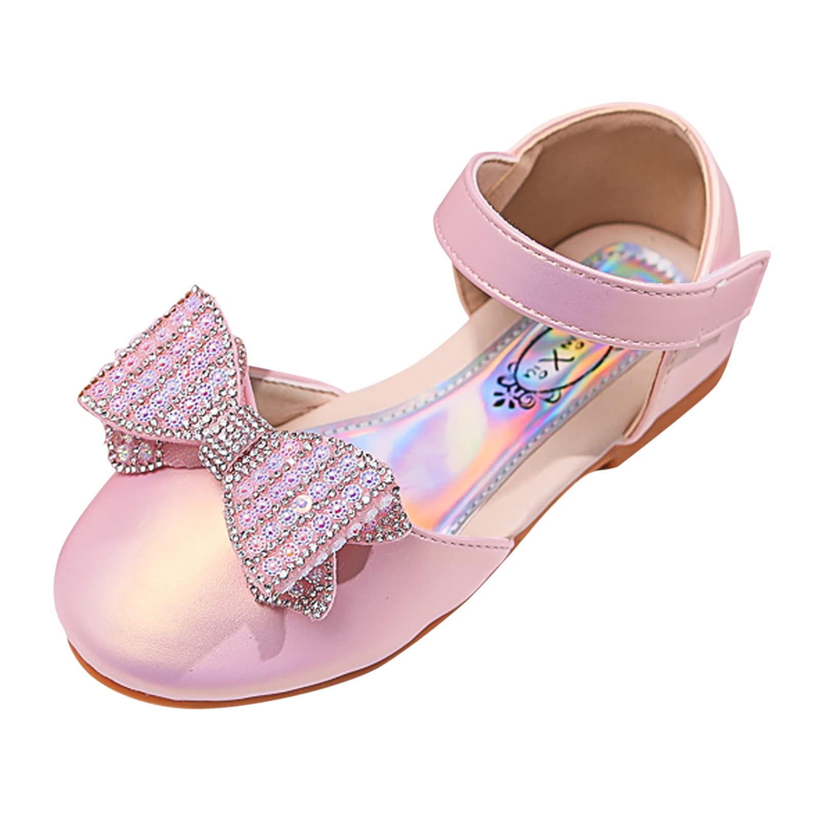 Rhinestone Bow Sandals for Girls - Pink Kids Dance Shoes for 5 Year Olds | Perfect for Ballet & Parties