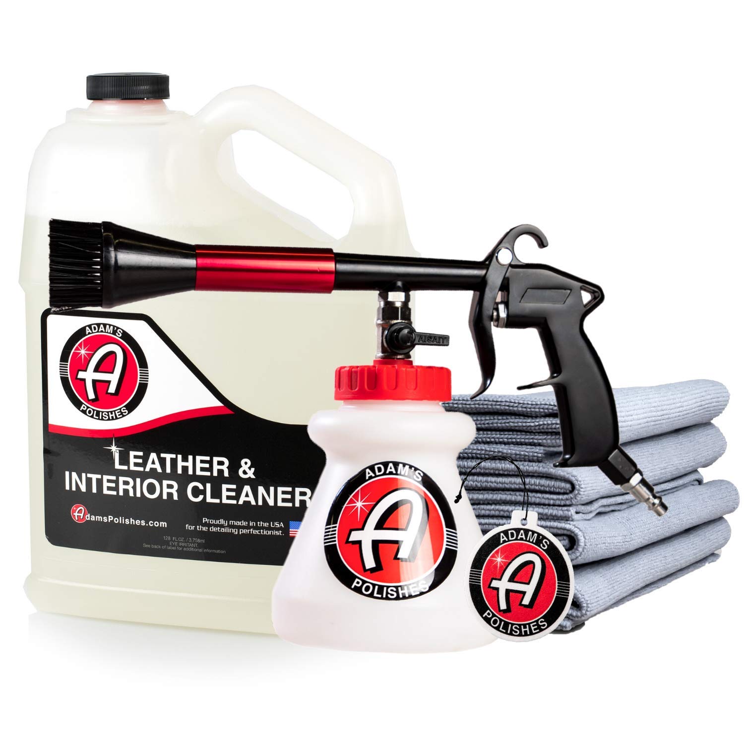 Adam's Interior Cleaning Gun Kit - High-Pressure Car Detailing Tool for Deep Cleaning with Compressed Air & Cleaning Solutions - Perfect for Car Seats, Leather, Floor Mats, Carpets & Upholstery - Ideal for Auto Detailing, Home & Office Furniture Cleaning