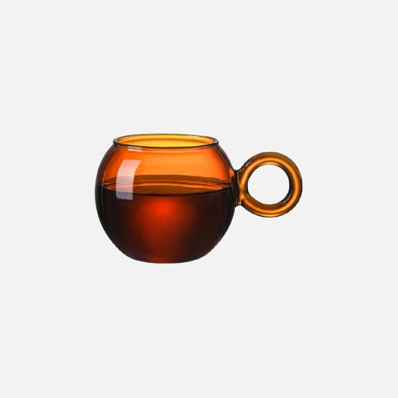 Orbit Ring Glass Mug - 16oz Clear Glass Coffee Cup with Handle, Perfect for Hot & Cold Drinks - Ideal for Home, Office, and Cafe Use