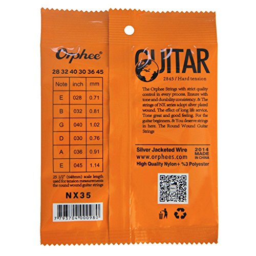 10-Pack NX35 Clear Nylon Core Silver Plated 4th D String for Classical Guitar - 0.030