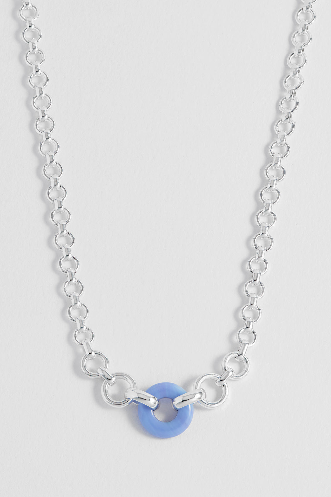 Blue Lace Agate Graduated Round Link Chain Necklace - Elegant Gemstone Jewelry for Women | Perfect for Weddings, Parties & Everyday Wear