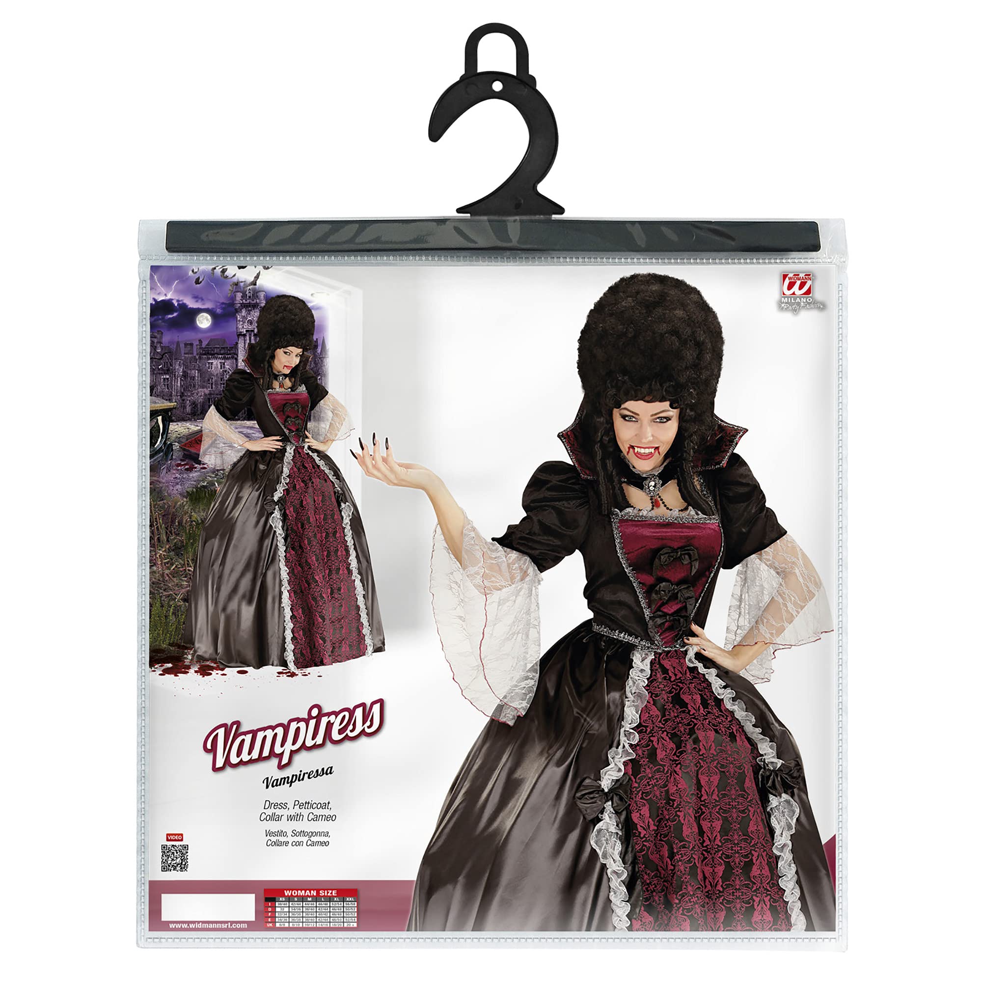 Vampire Costume Dress with Petticoat & Collar - Gothic Lolita Cosplay Outfit for Halloween, Anime Conventions & Themed Parties