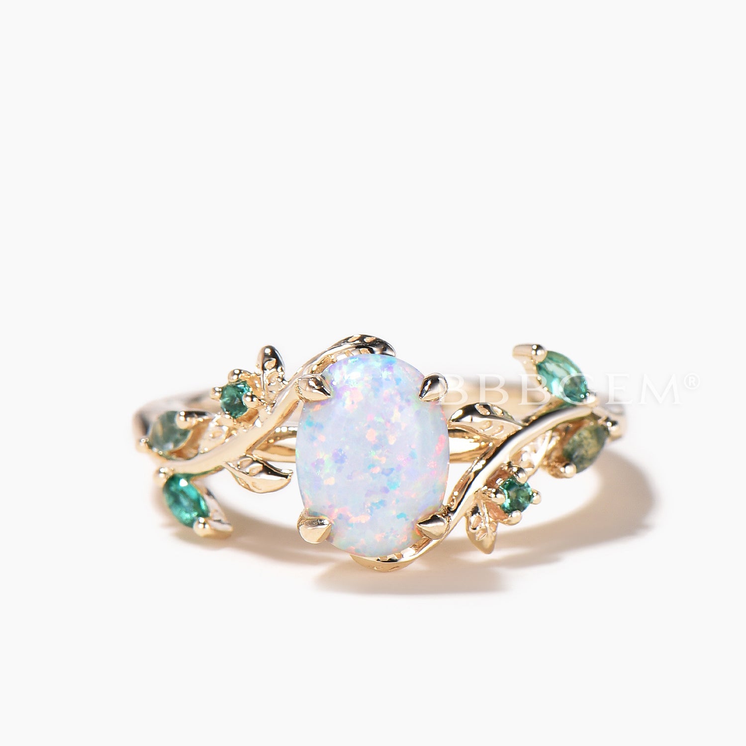 Leaf Nature Inspired Oval Cut White Opal Engagement Bridal Set 1.5ct - Elegant Wedding Ring for Women, Nature-Inspired Jewelry, Perfect for Proposals, Anniversaries & Special Occasions