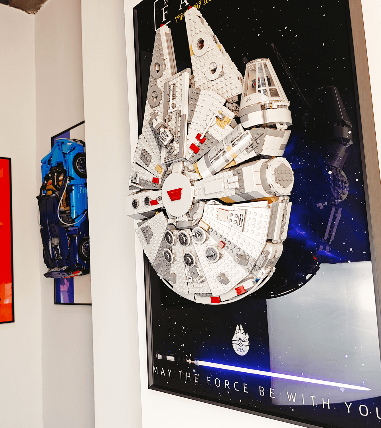 Lego 75257 Star Wars Millennium Falcon Display Wall Frame - Premium Hanging Shelf for Lego Star Wars Collectibles - Perfect for Home Office Decor & Gift for Star Wars Fans