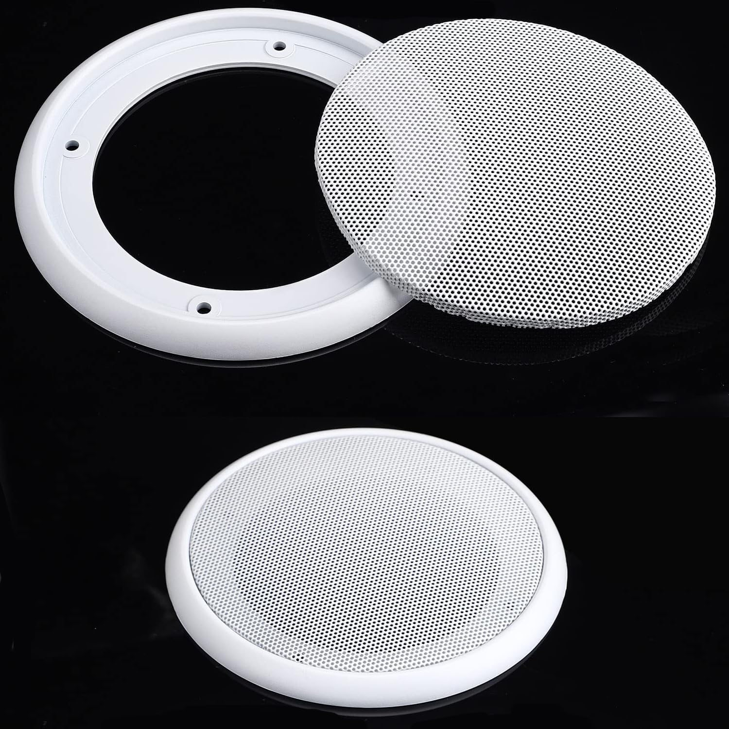 MACHSWON 2-Pack 4 Inch White Round Speaker Grill Covers - Universal Surface Mount Ceiling Speaker Hole Covers for Home Theater, RV, Boat & Marine Installation - Perfect for Home Audio, Car Audio & Outdoor Sound Systems