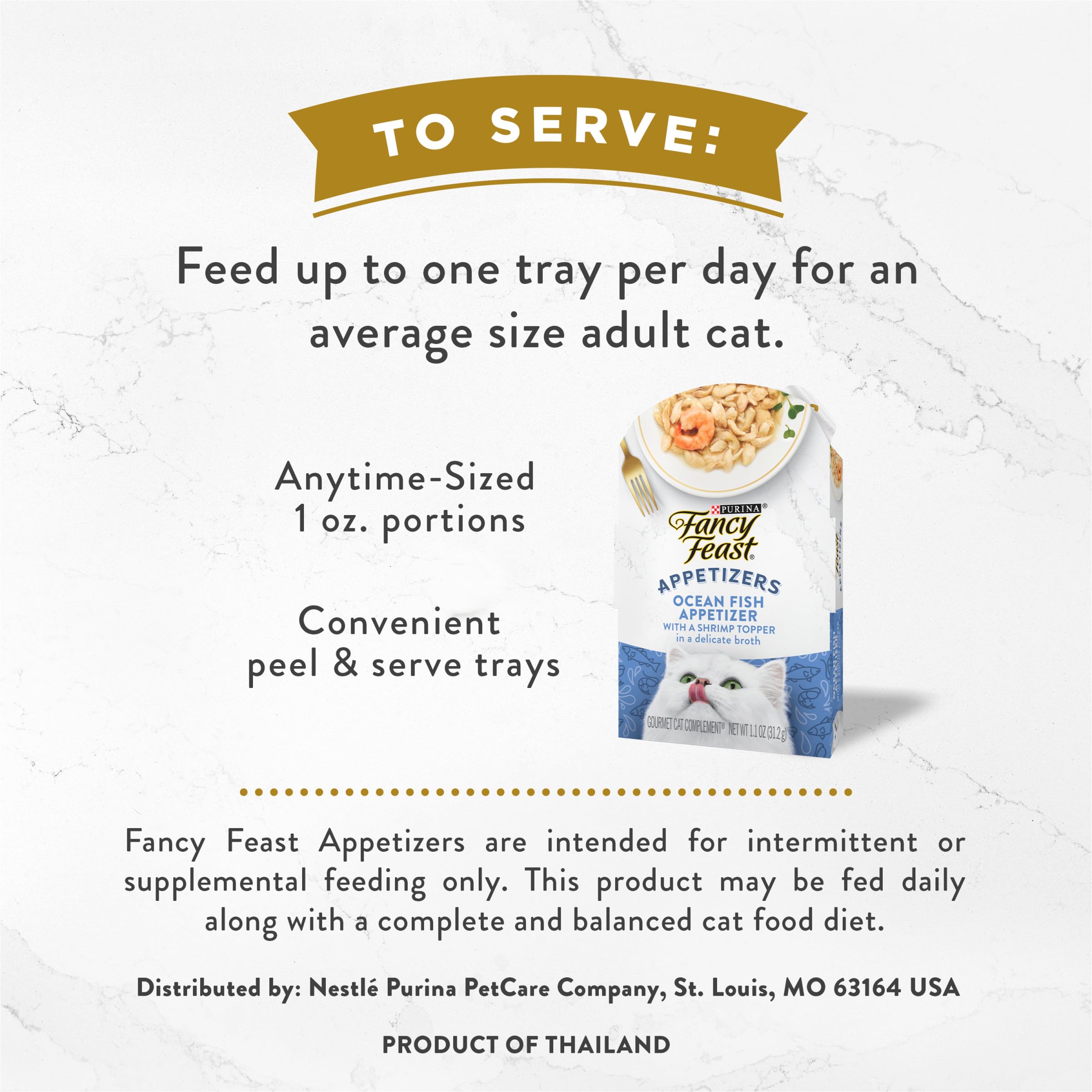 Purina Fancy Feast Grain-Free Wet Cat Food Topper - Ocean Fish & Shrimp Flavor (10 Pack, 1.1 oz Trays) | Delicious Appetizer for Picky Eaters & Senior Cats | Perfect for Mealtime Enhancement & Weight Gain Support