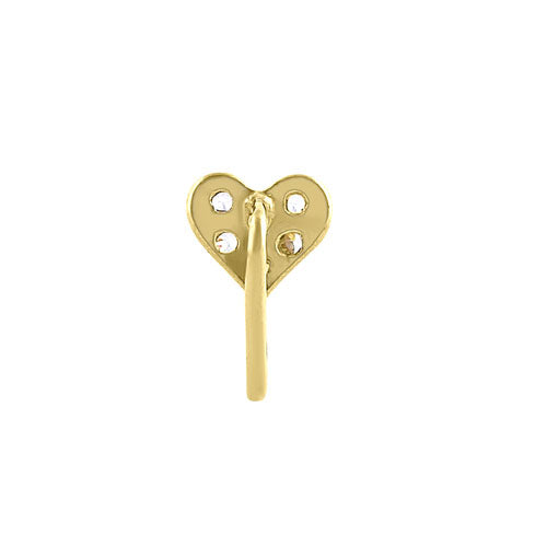 14K Yellow Gold Heart L Hook CZ Nose Stud - Dainty Cubic Zirconia Nose Ring for Women - Perfect for Everyday Wear, Special Occasions & Gifts