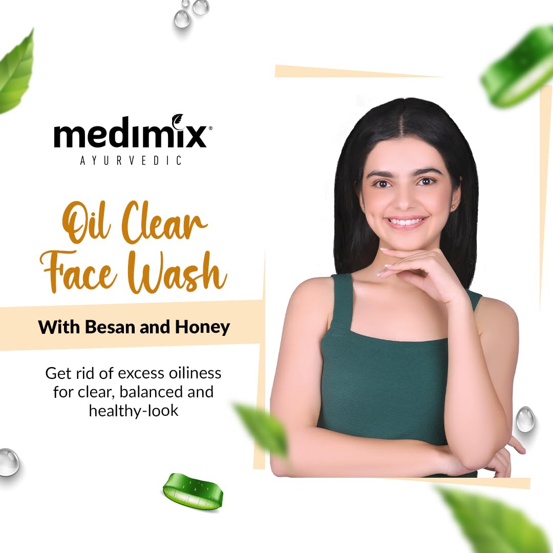 Medimix Ayurvedic Oil Clear Face Wash with Honey & Besan - 100ml (Pack of 2) for Youthful & Glowing Skin | Gentle Cleansing for Daily Skincare Routine
