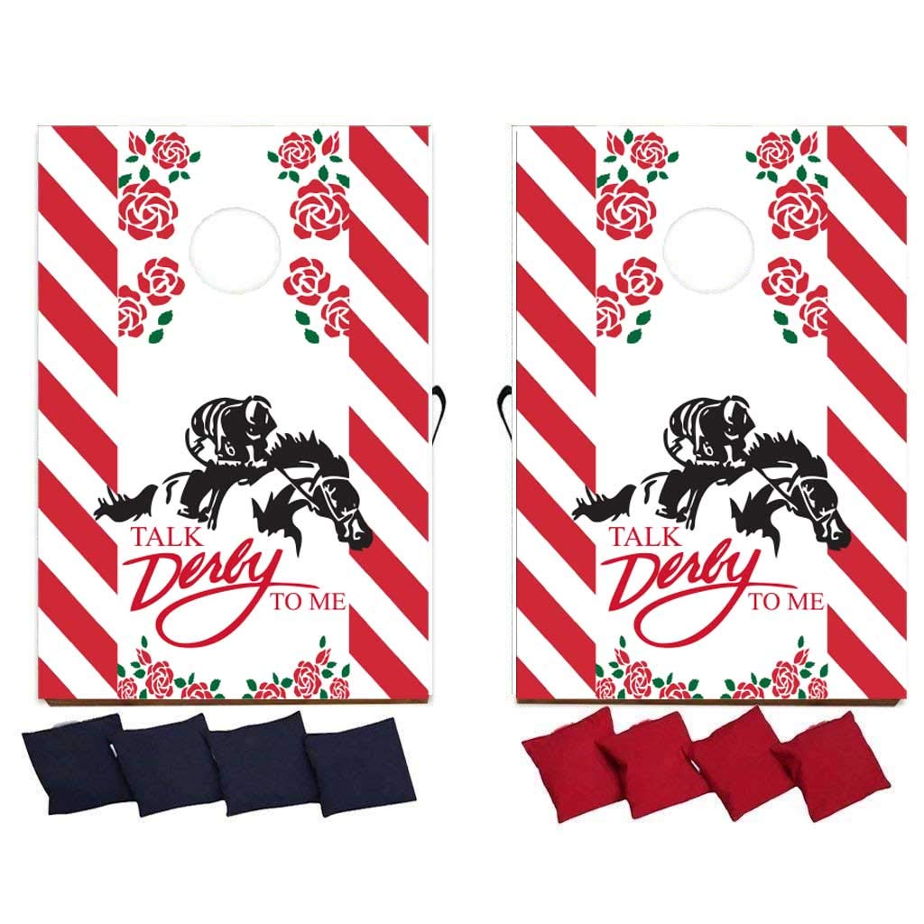 VictoryStore Horse Derby Party Supplies - 'Talk Derby to Me' Cornhole Bean Bag Toss Game Set for Tailgating, Kentucky Derby Parties & Outdoor Events