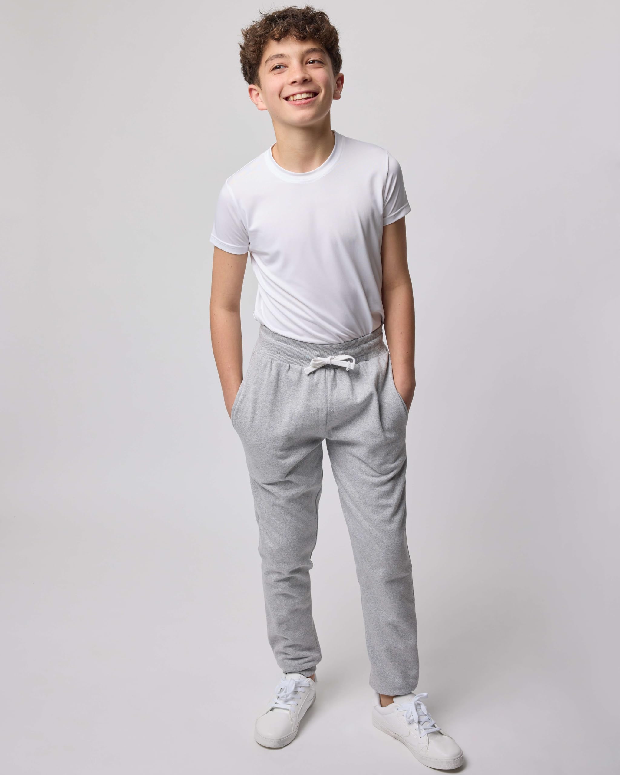 Real Essentials 3-Pack Boys' Cotton Fleece Jogger Sweatpants - Soft Active Pants for School, Play & Lounge Wear