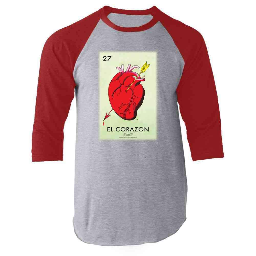 Pop Threads El Corazon Heart Loteria Card Mexican Graphic T-Shirt for Men - Vintage Latino Style Tee - Perfect for Cinco de Mayo, Hispanic Heritage Month & Casual Wear