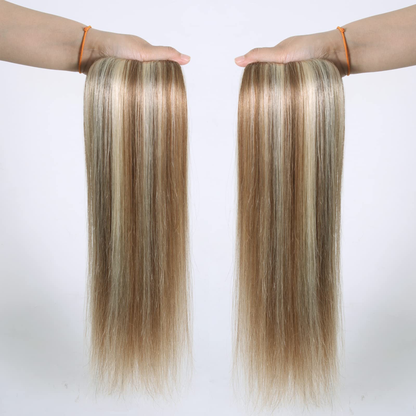 Ugrace 22 Inch Blonde Ponytail Hair Extension - Clip-In Human Hair Ponytail for Women | Remy Straight Highlight P10/613 Wrap Around Long Ponytail Hairpiece | Perfect for Parties, Weddings & Daily Styling