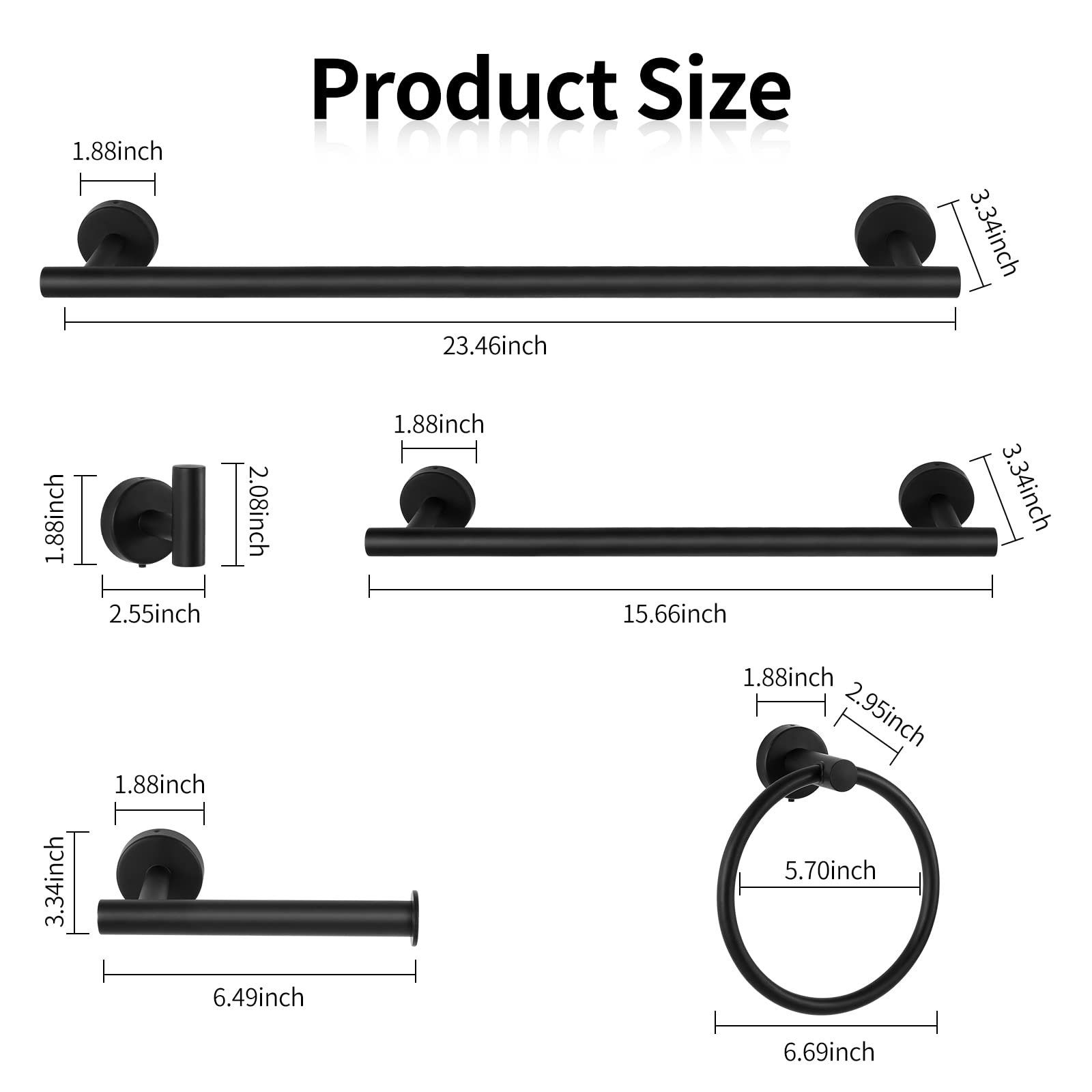 10PCS Matte Black Bathroom Hardware Set - Includes 24