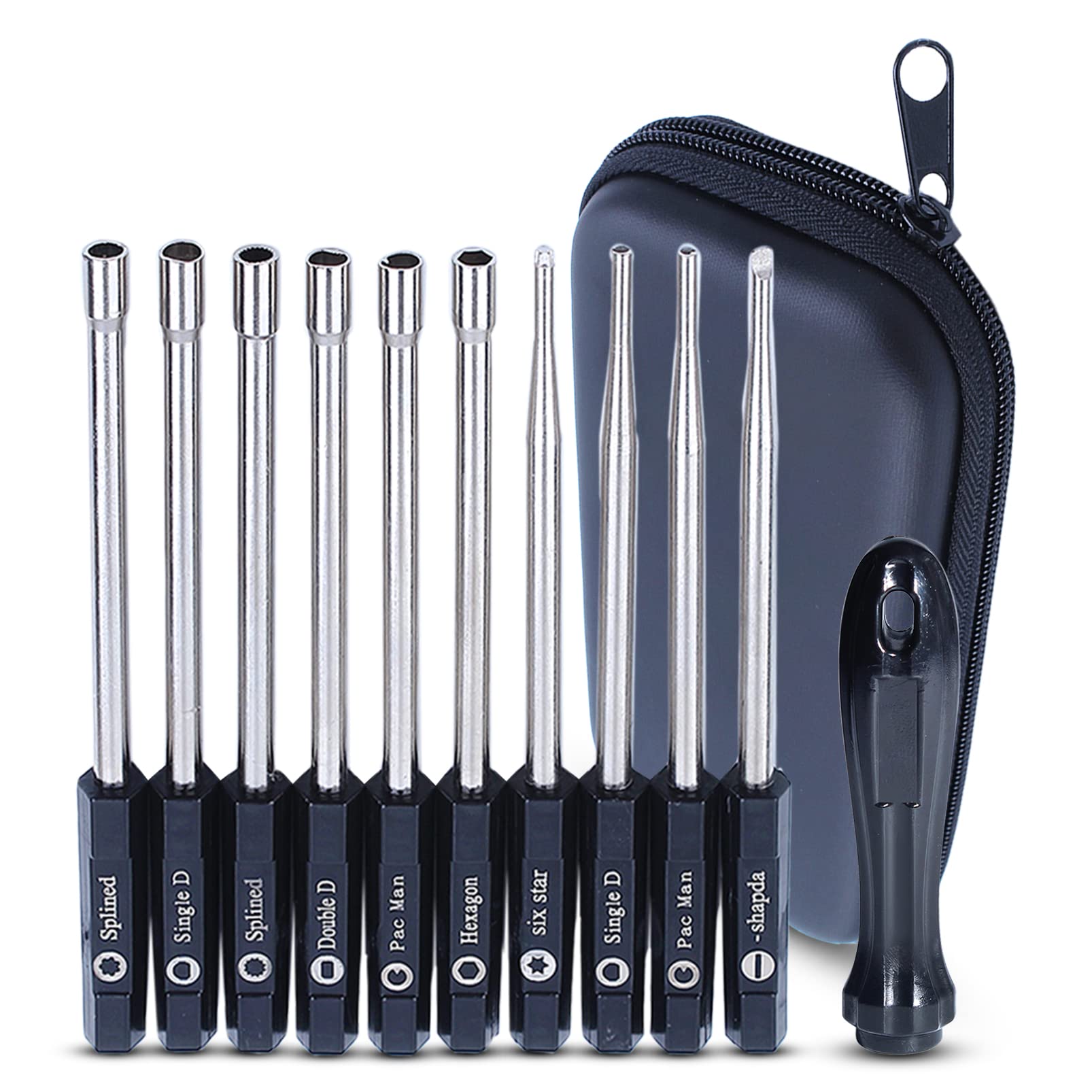 Haishine 10Pcs Carburetor Adjustment Screwdriver Tool Set - Splined, Pacman & Double D Bits for Stihl, Husqvarna, Zama, Walbro Chainsaws - Perfect for Carb Tuning, Maintenance & Repair