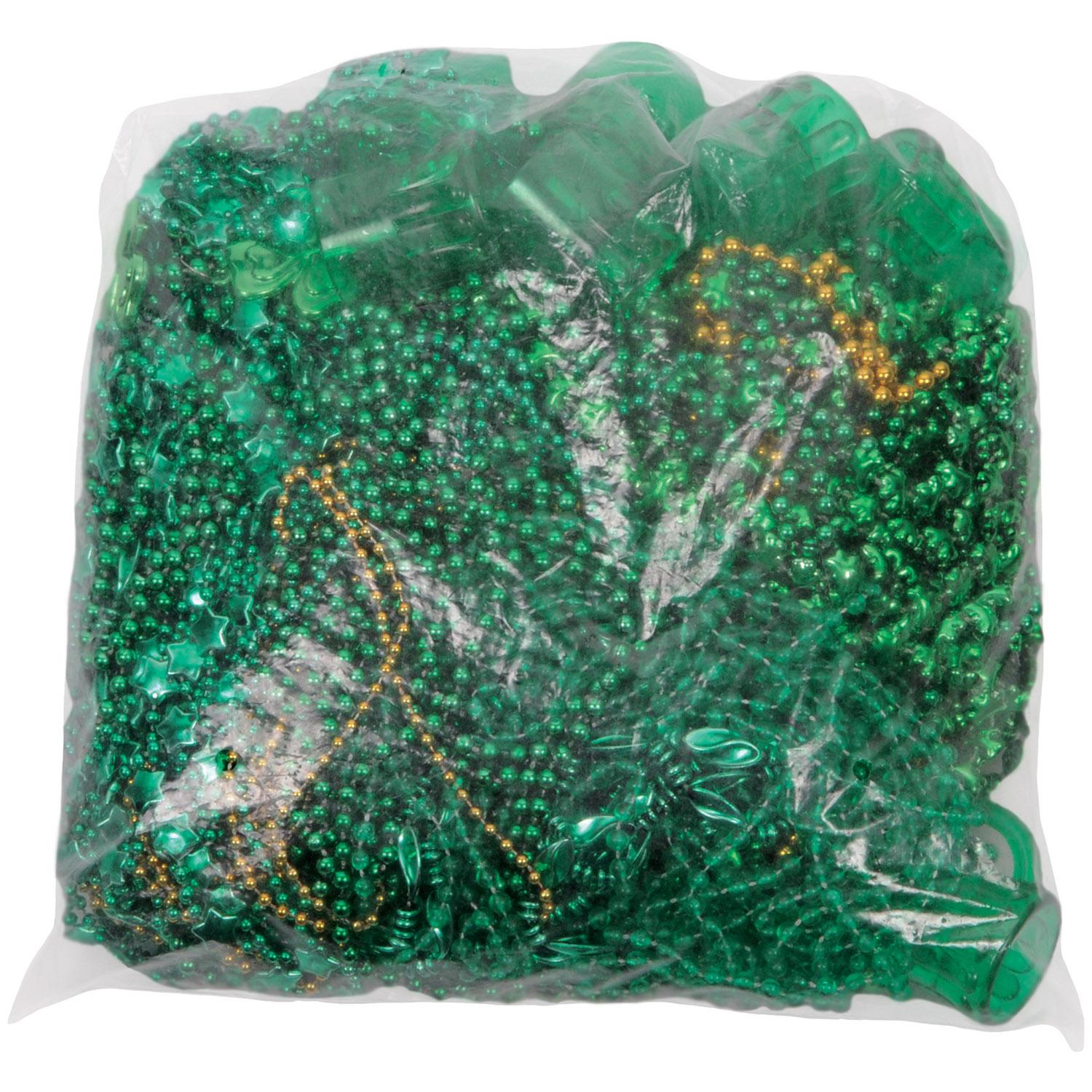 100 Pack Beistle St. Patrick's Day Bead Assortment - Green Shamrock Party Necklaces for Mardi Gras, Parades & Irish Themed Celebrations