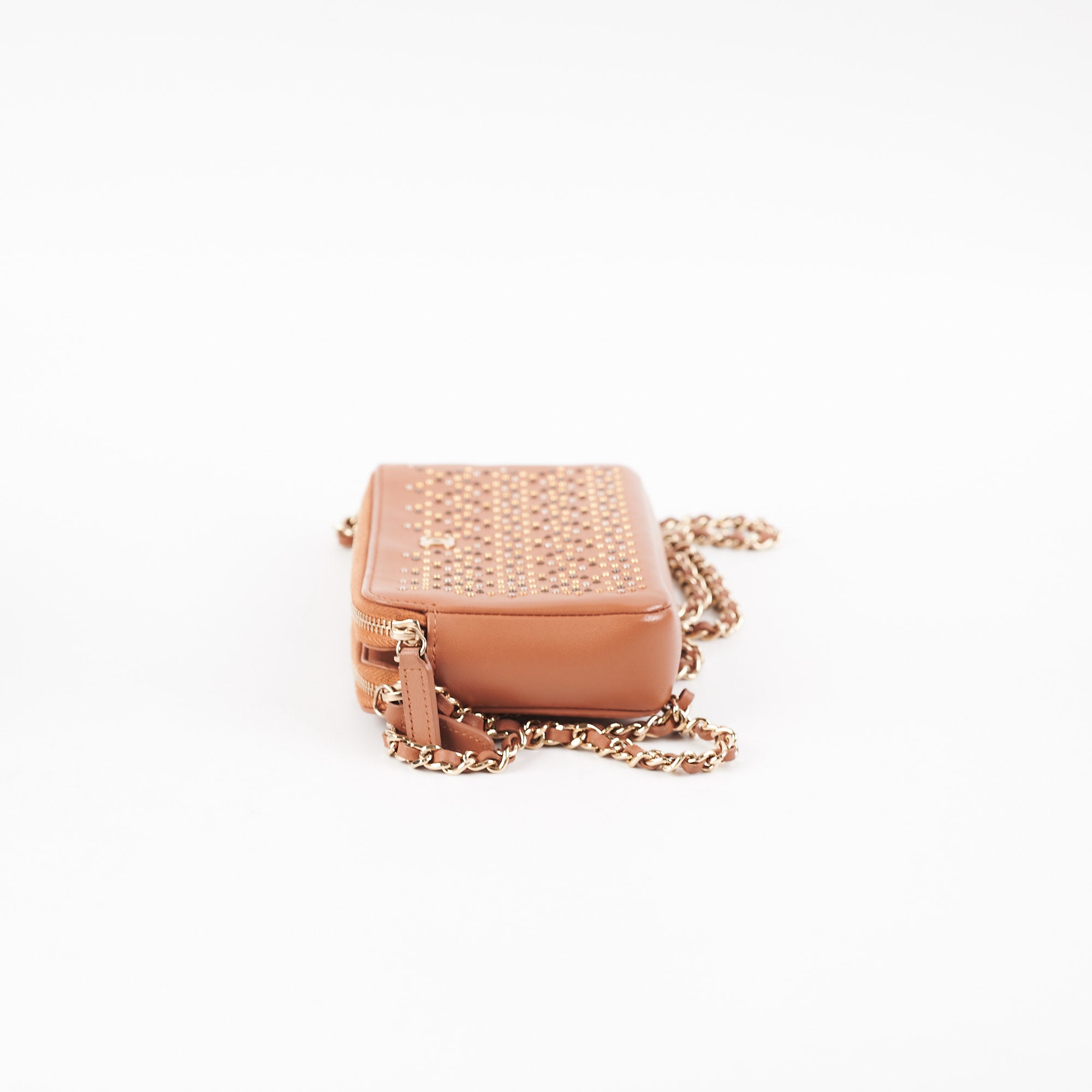 Chanel Studded Wallet on Chain Lambskin Brown Crossbody Bag - Luxury Designer Purse for Women, Perfect for Evening Parties & Date Nights